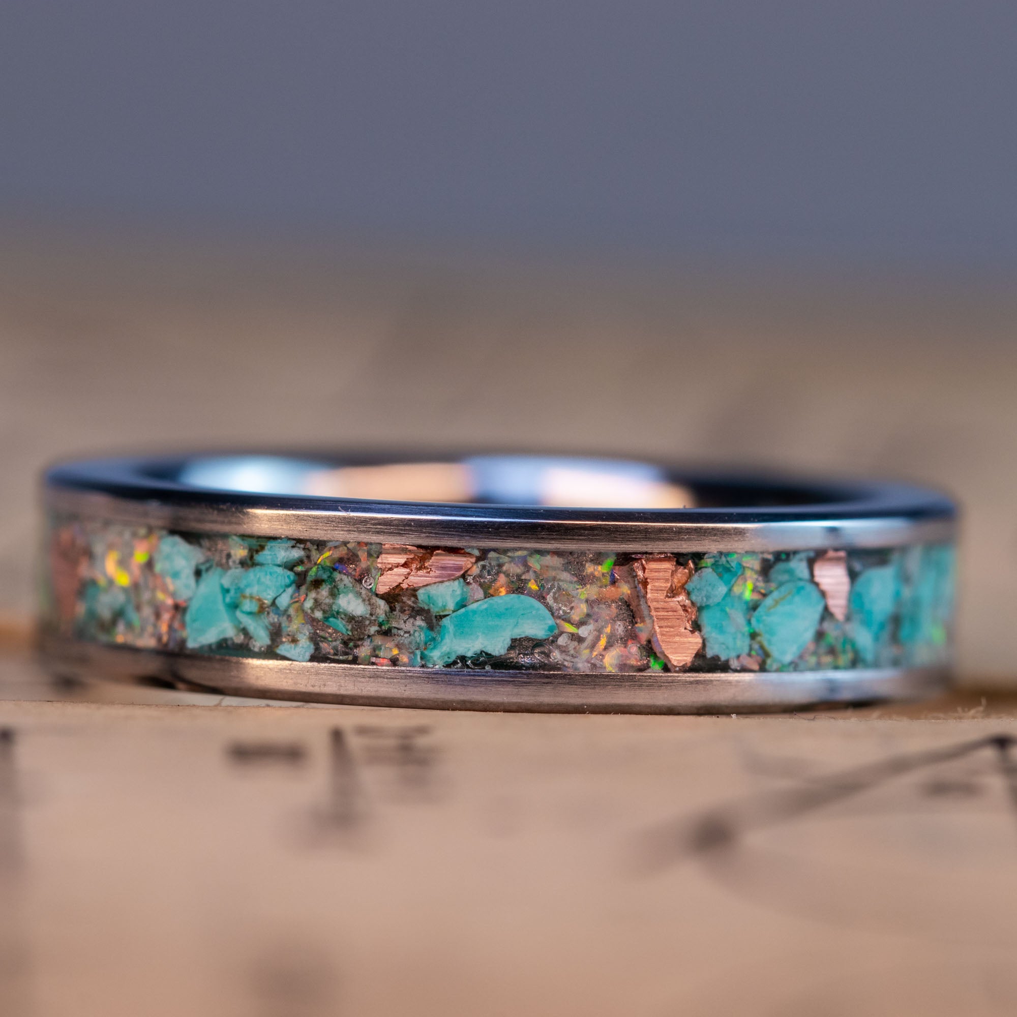 Genuine Blue hot Opal and Copper Ring