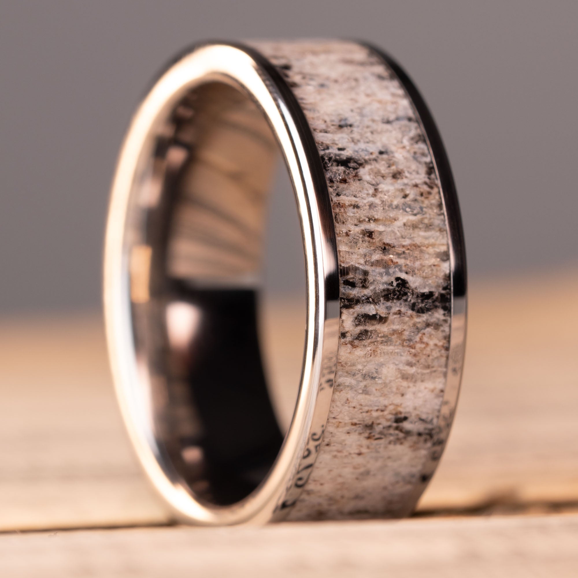 Tungsten Elk Antler Inlay Ring