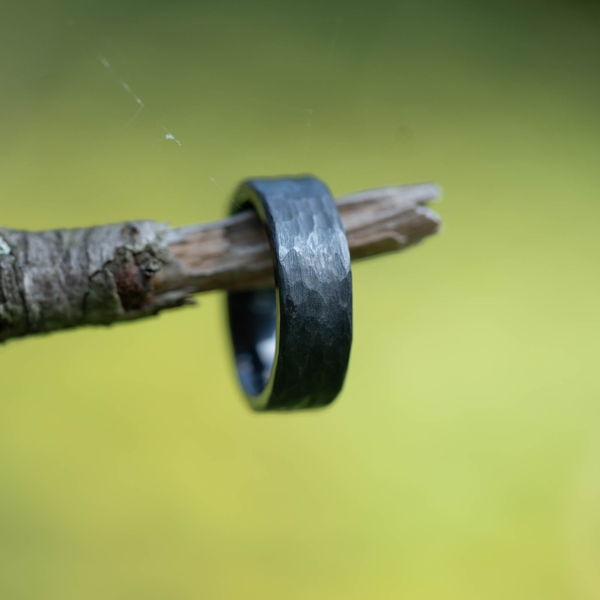 Black Hammered Titanium Ring