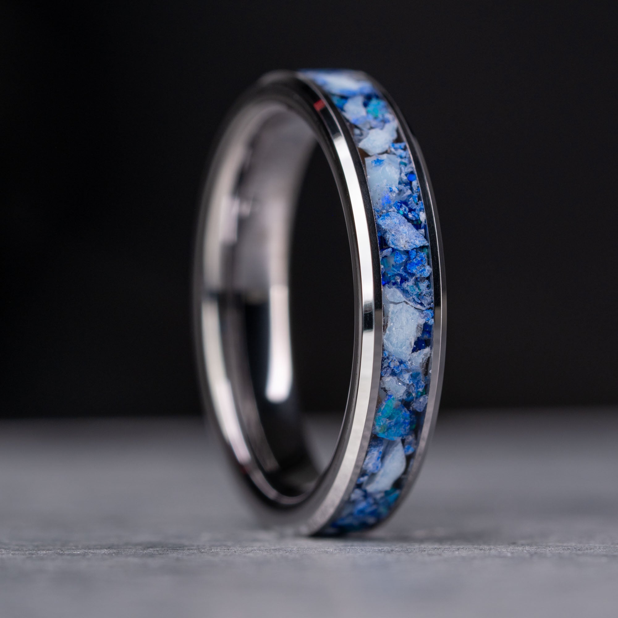 Titanium Lapis Lazuli & Oweh Opal Inlay Ring