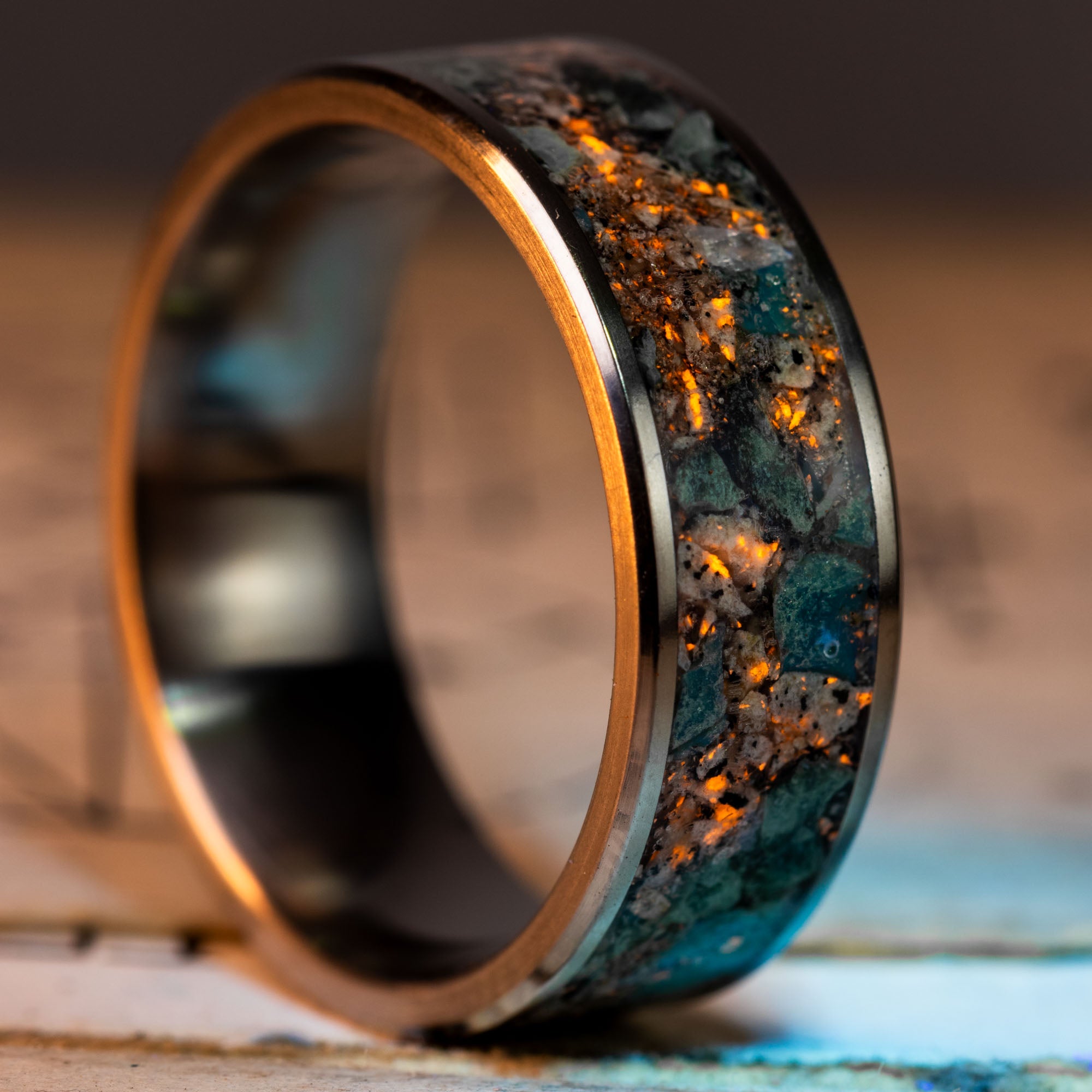 T1 Titanium Glow Ring | Blue rings, Titanium wedding band mens, Rings