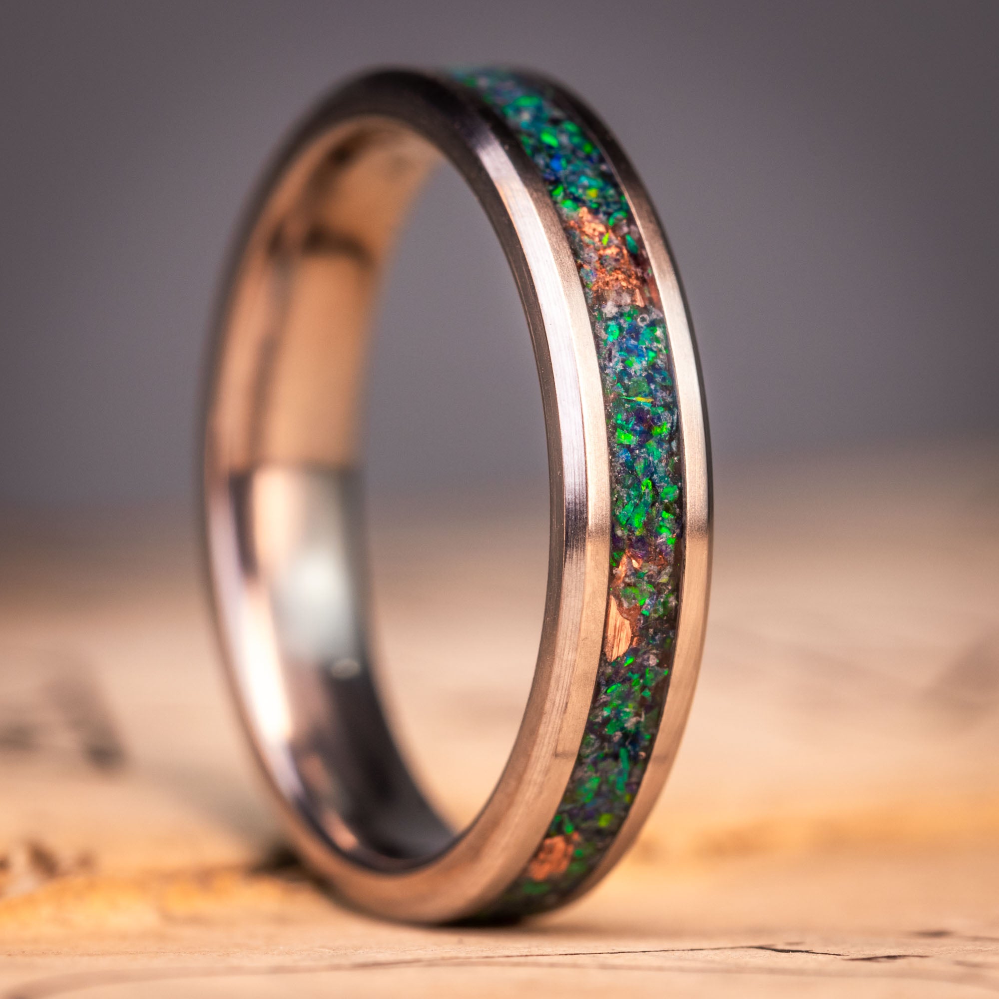 Titanium Opal & Copper Inlay Ring