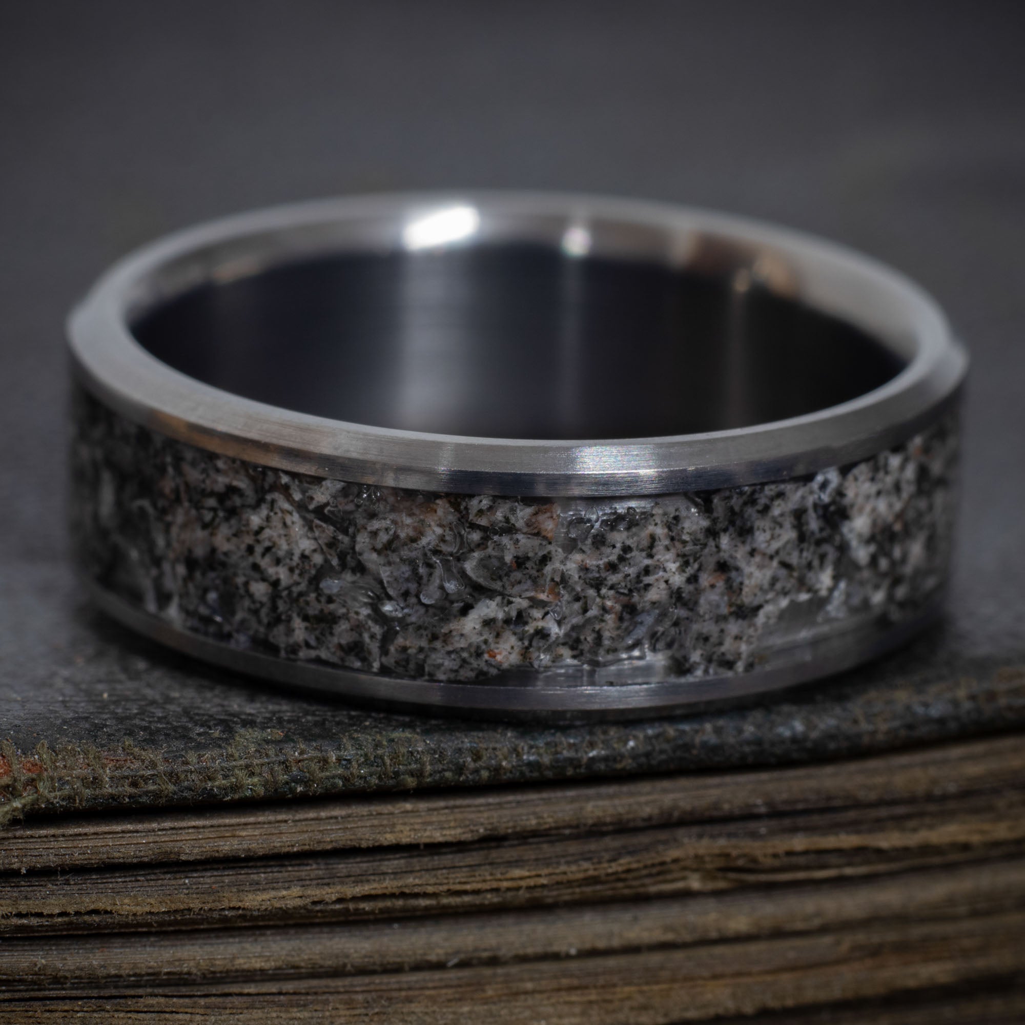 Men's Titanium Ring Inlayed With Glow Stone / Meteorite. One of a Kind  Anniversary, Wedding or Everyday Ring - Etsy