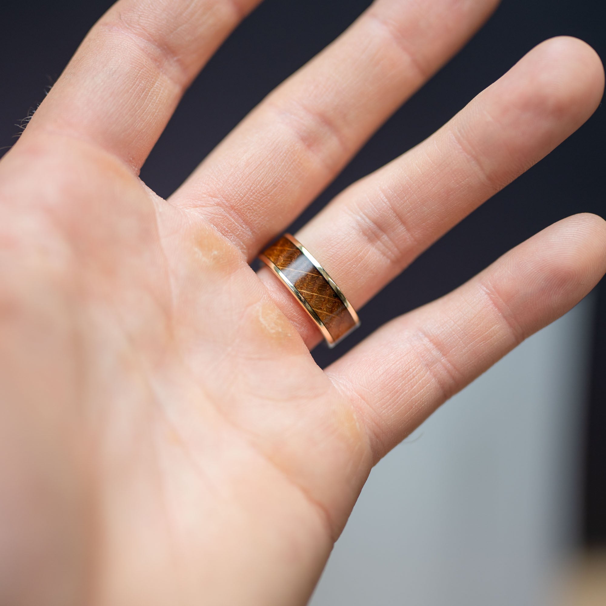 Gold Whiskey Barrel Inlay Ring