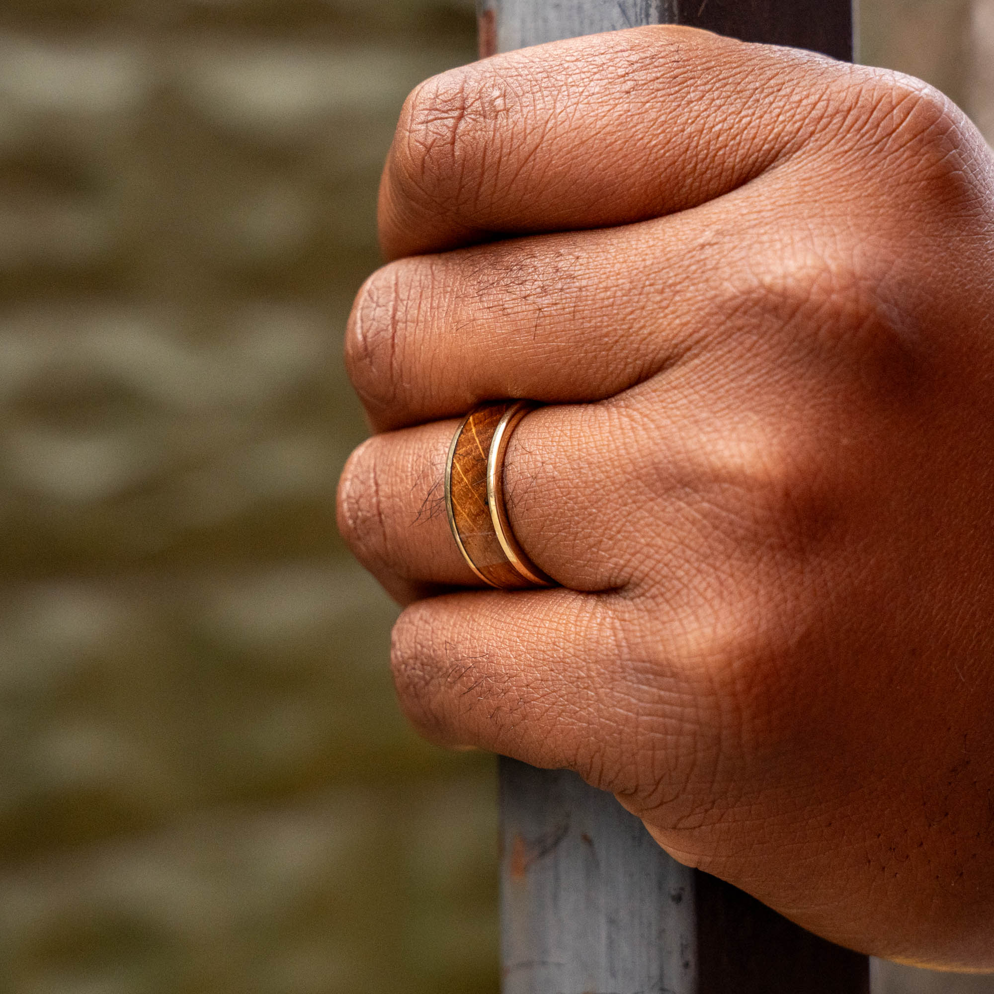 Gold Whiskey Barrel Inlay Ring