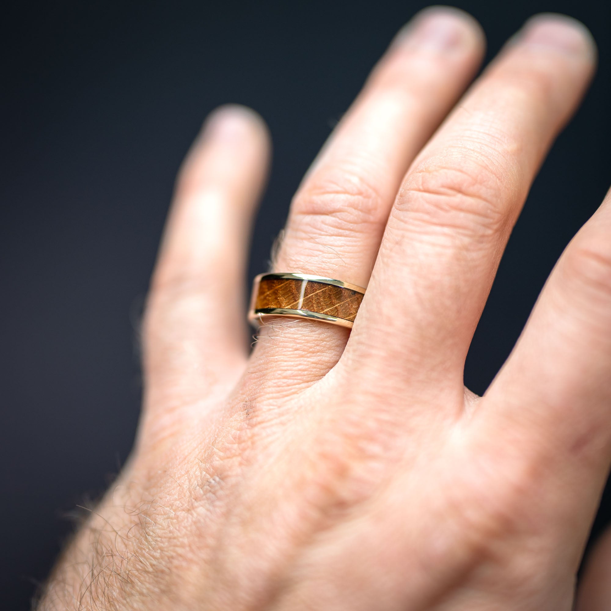 Gold Whiskey Barrel Inlay Ring