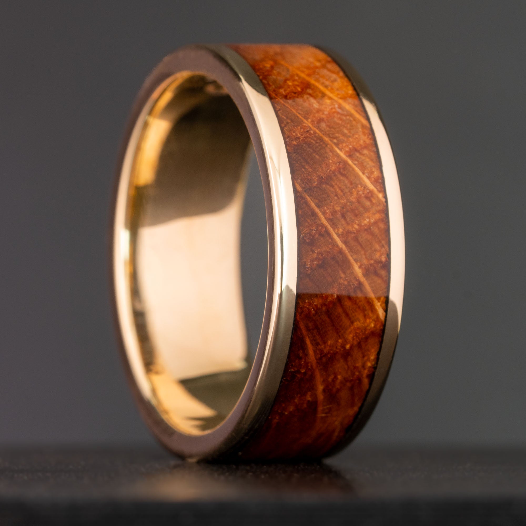 Gold Whiskey Barrel Inlay Ring