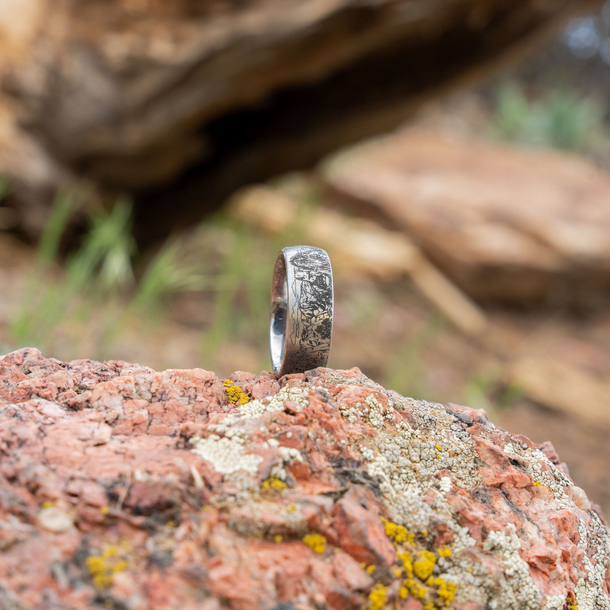 Domed Tungsten Engraved Yosemite National Park Ring | Honest Hands