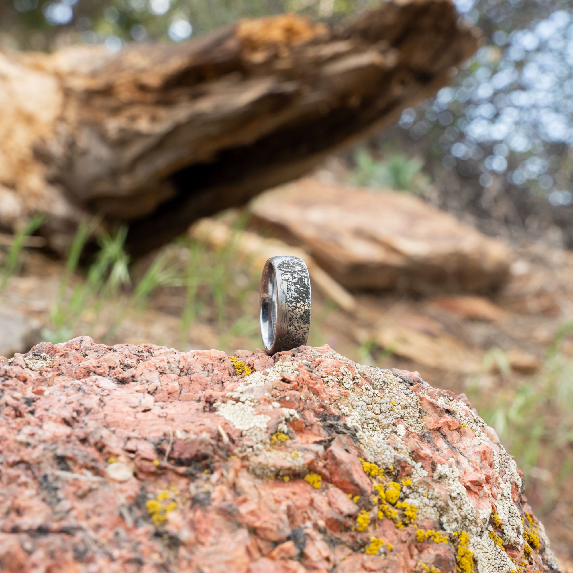 Domed Tungsten Engraved Zion National Park Ring