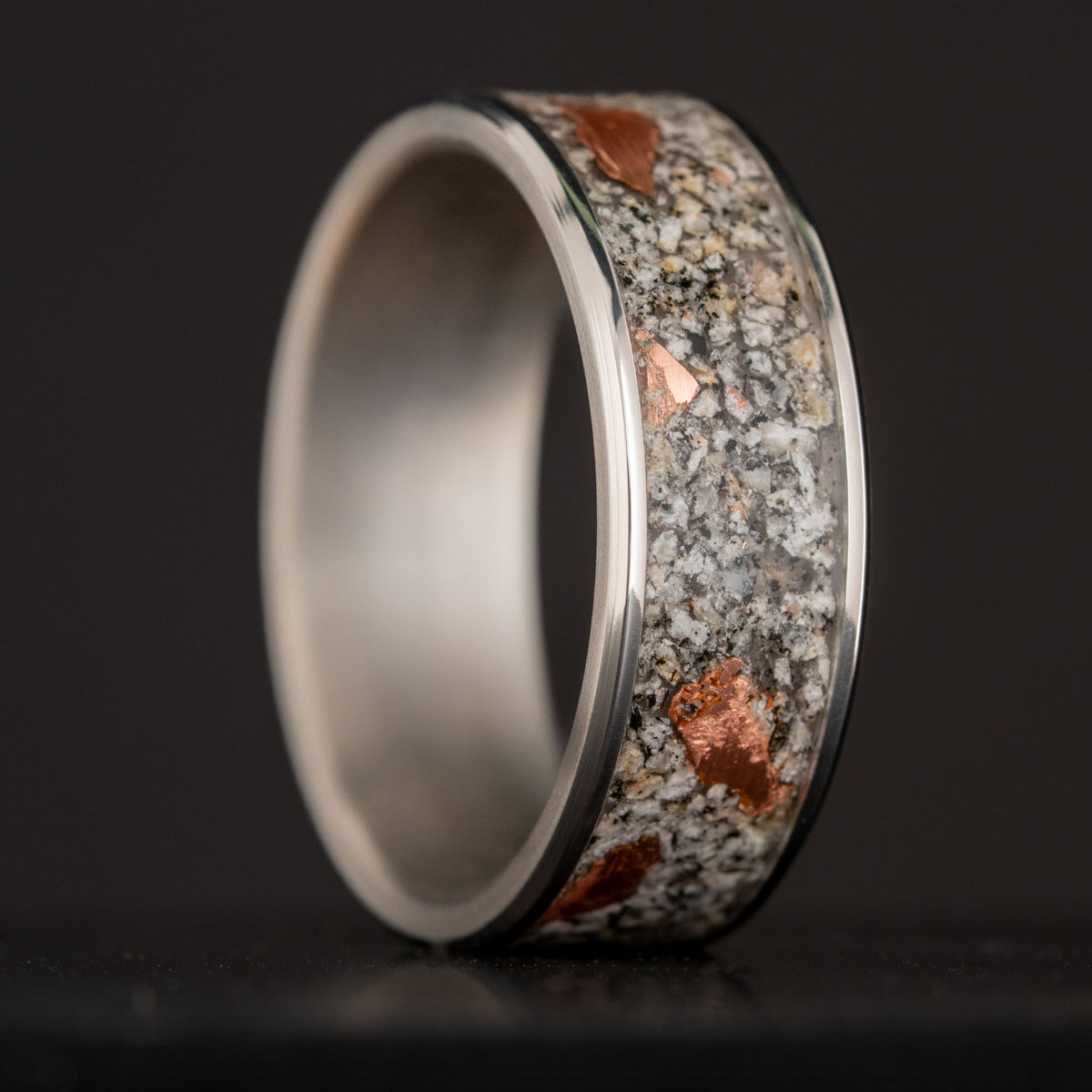 Titanium Yooper Glow & Copper Inlay Ring | Honest Hands Ring Co