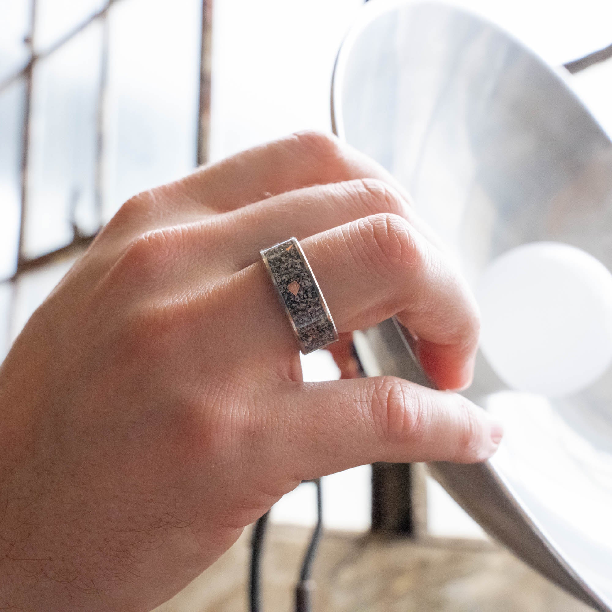 Titanium Yooper Glow & Copper Inlay Ring
