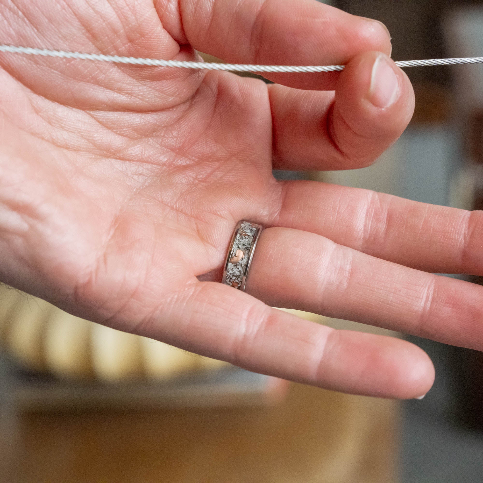 Titanium Yooper Glow & Copper Inlay Ring