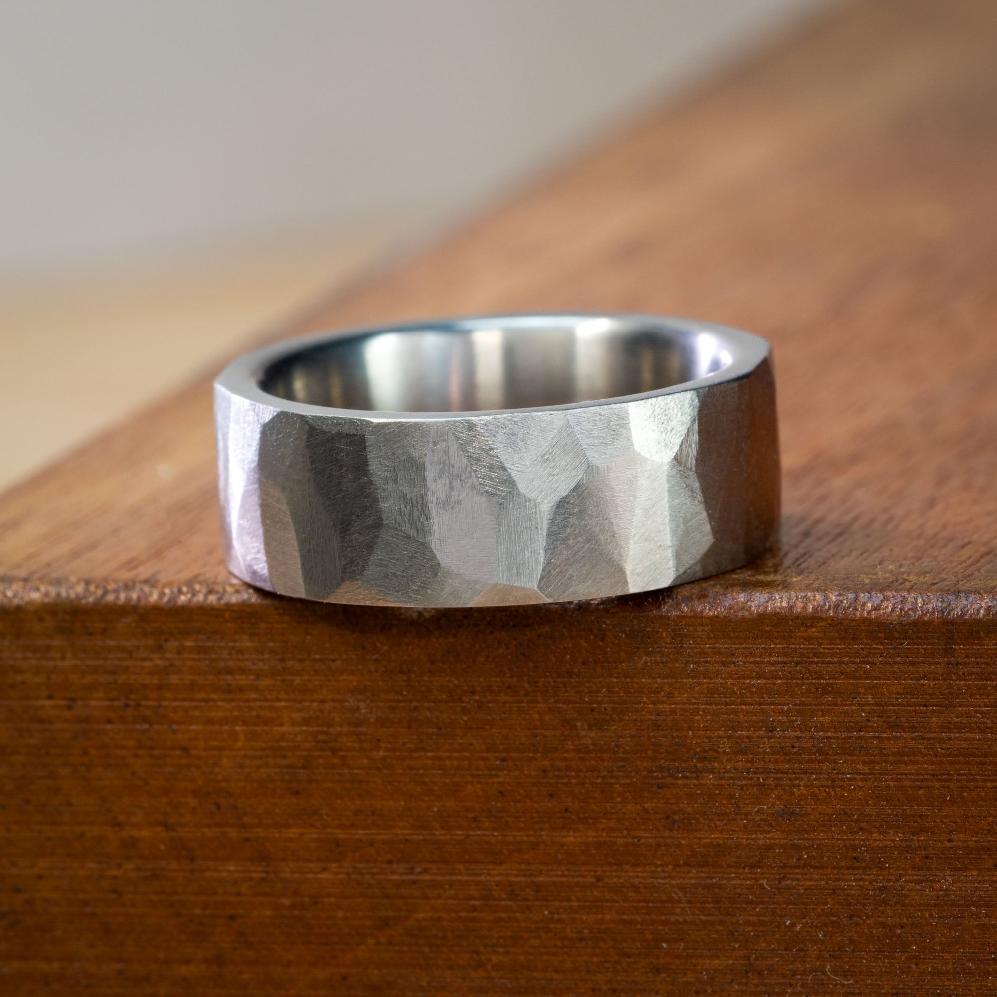 Titanium Chiseled Texture Ring | Honest Hands Ring Co