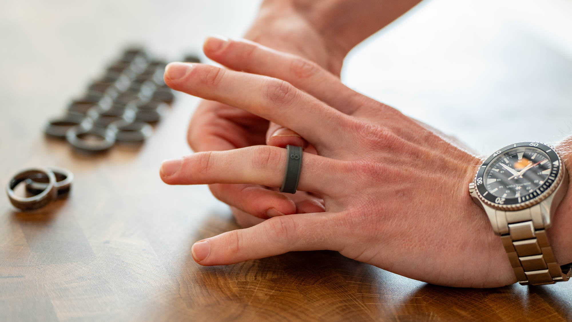 Tungsten Pheasant Feather Inlay Ring