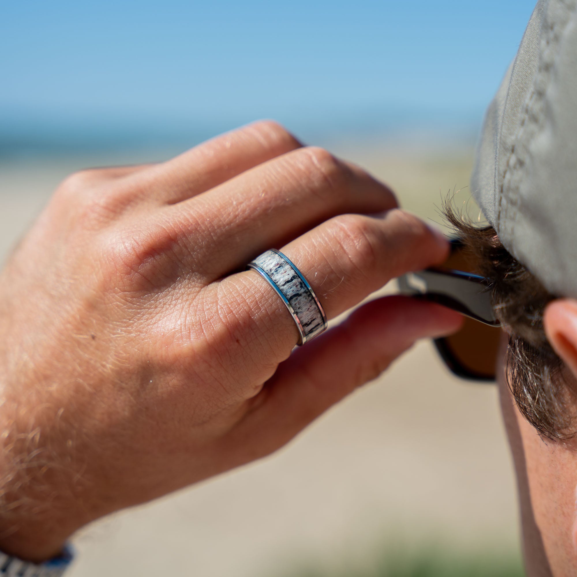 Tungsten Elk Antler Inlay Ring
