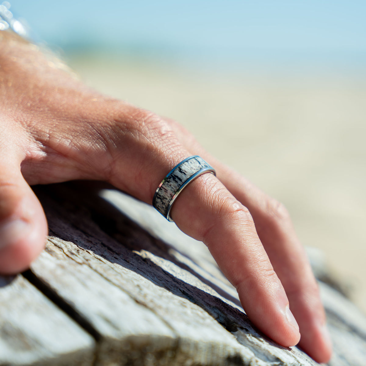 Tungsten Elk Antler Inlay Ring