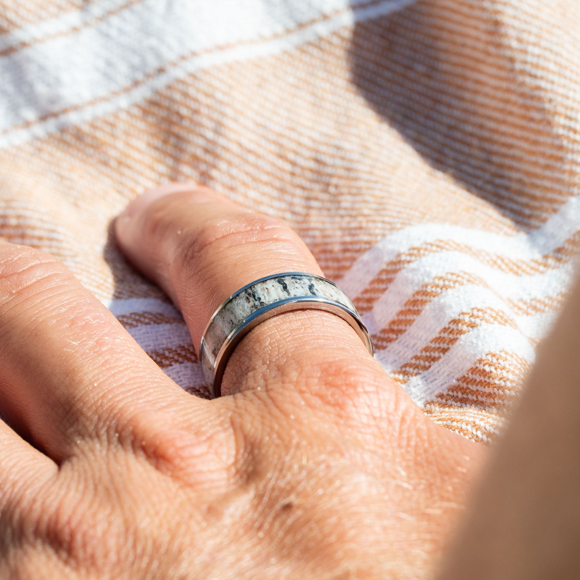 Tungsten Elk Antler Inlay Ring