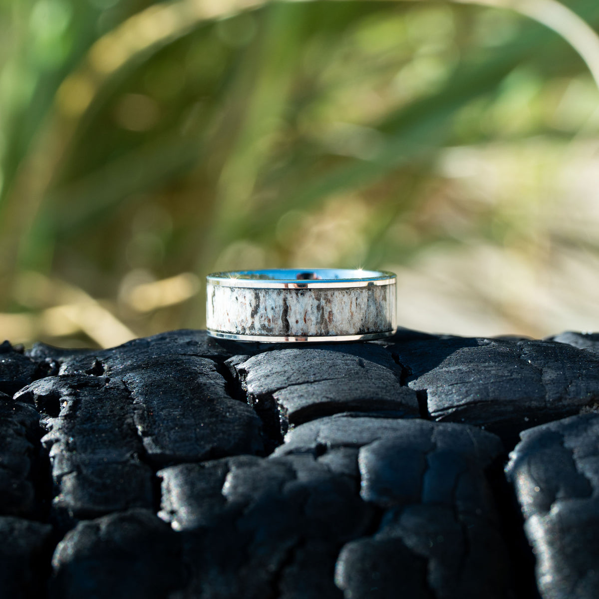 Tungsten Elk Antler Inlay Ring