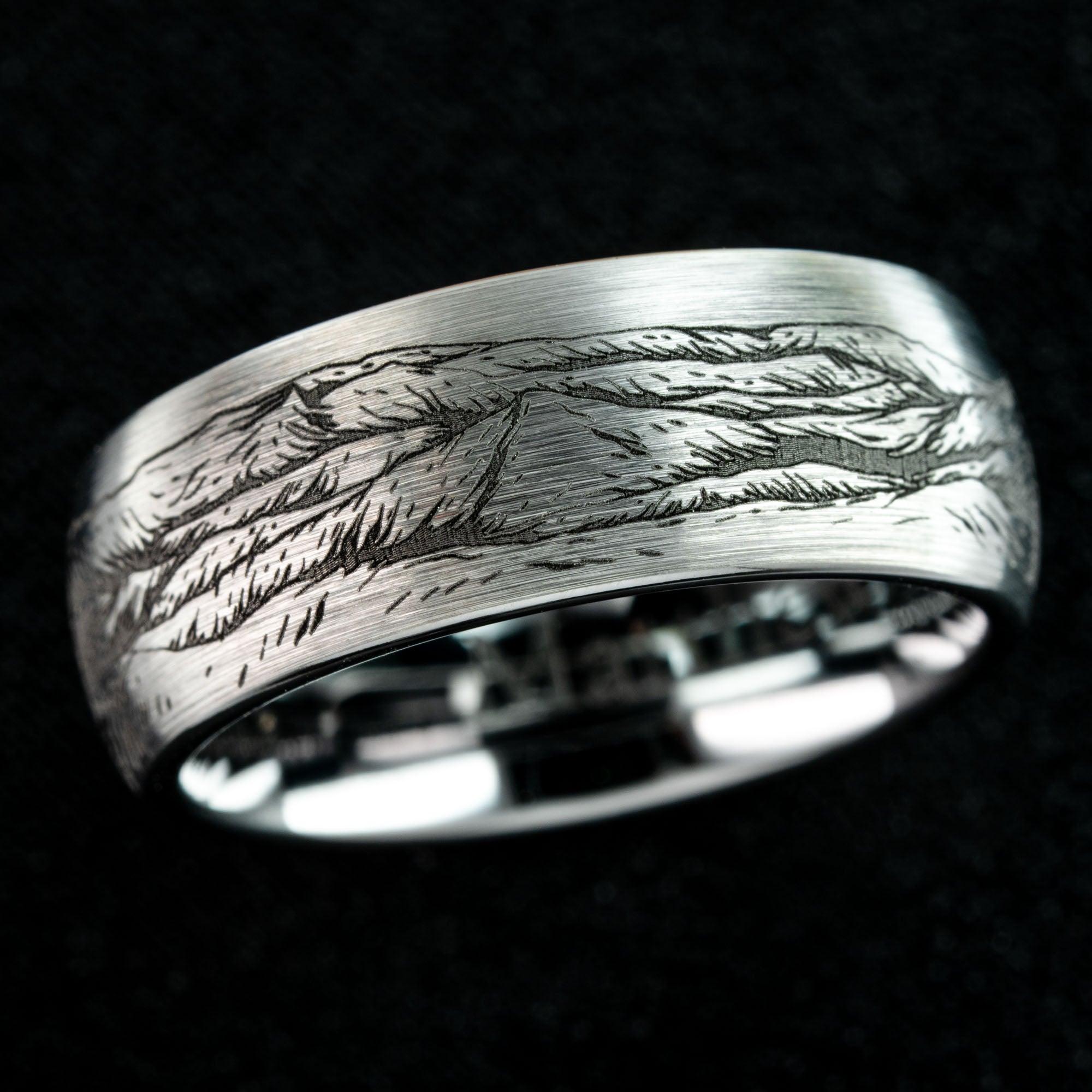 Domed Tungsten Engraved Appalachian Blue Ridge Mountains | Honest