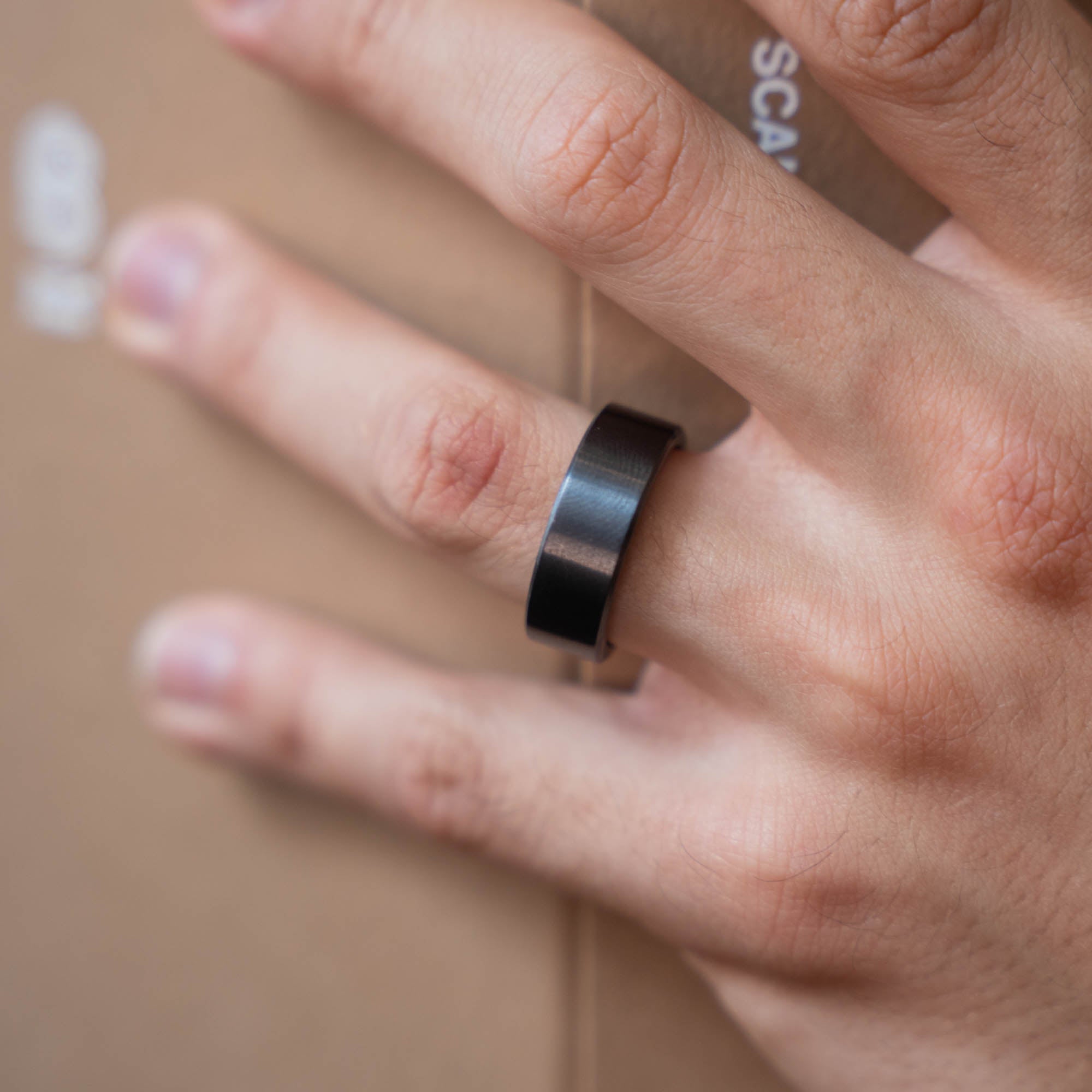 Black Brushed Titanium Ring