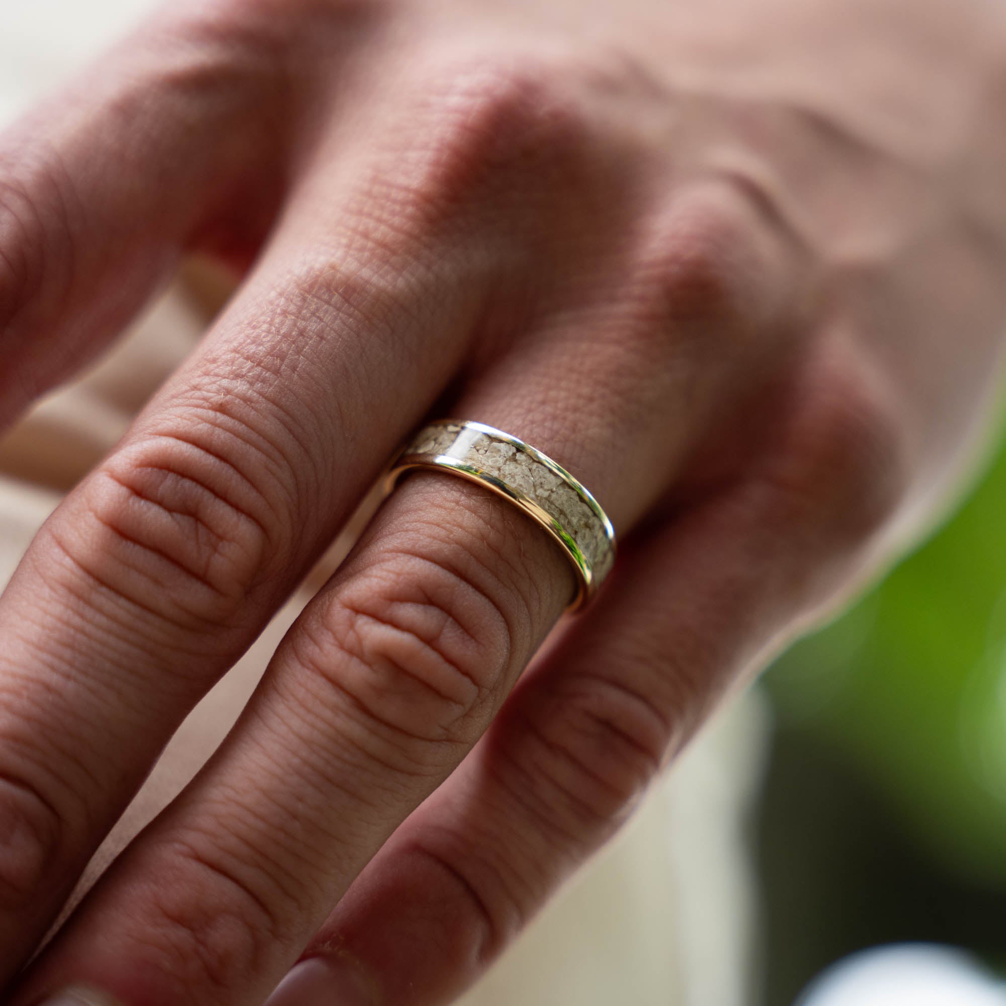 Gold Petoskey Stone Inlay Ring