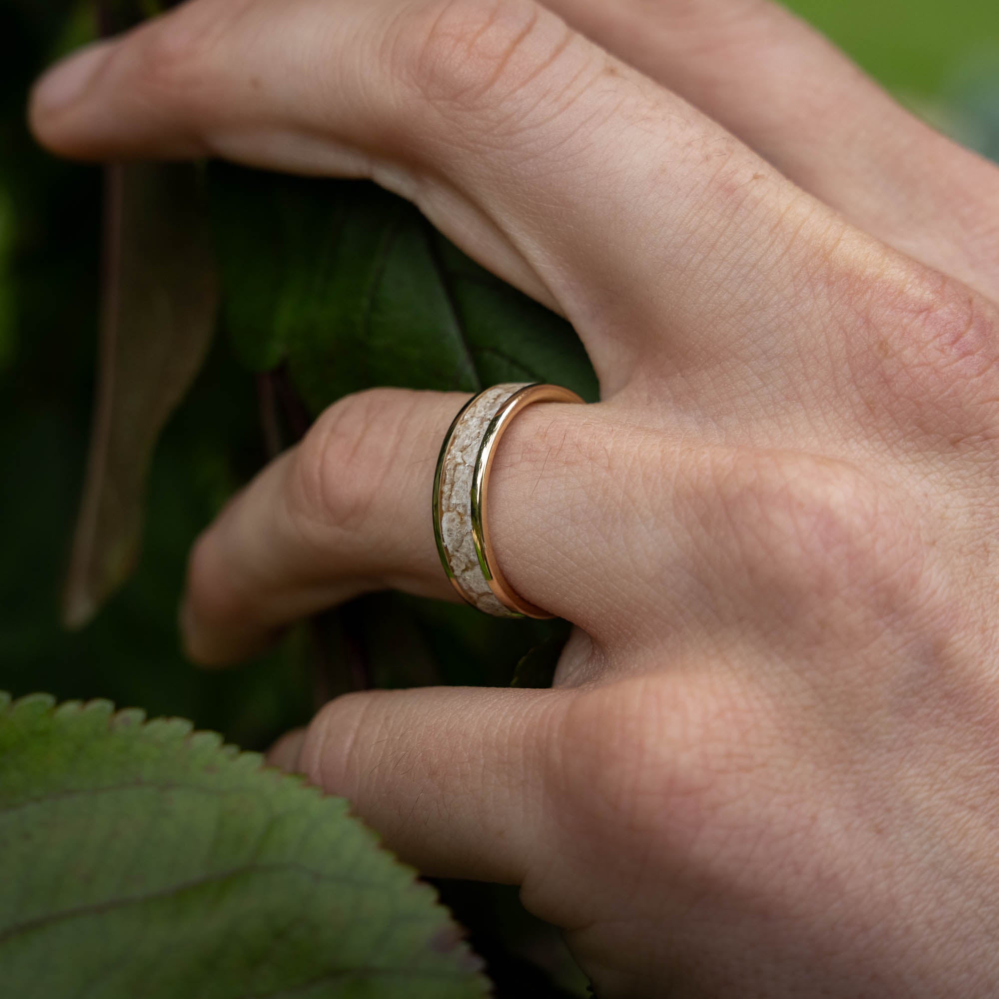 Gold Petoskey Stone Inlay Ring