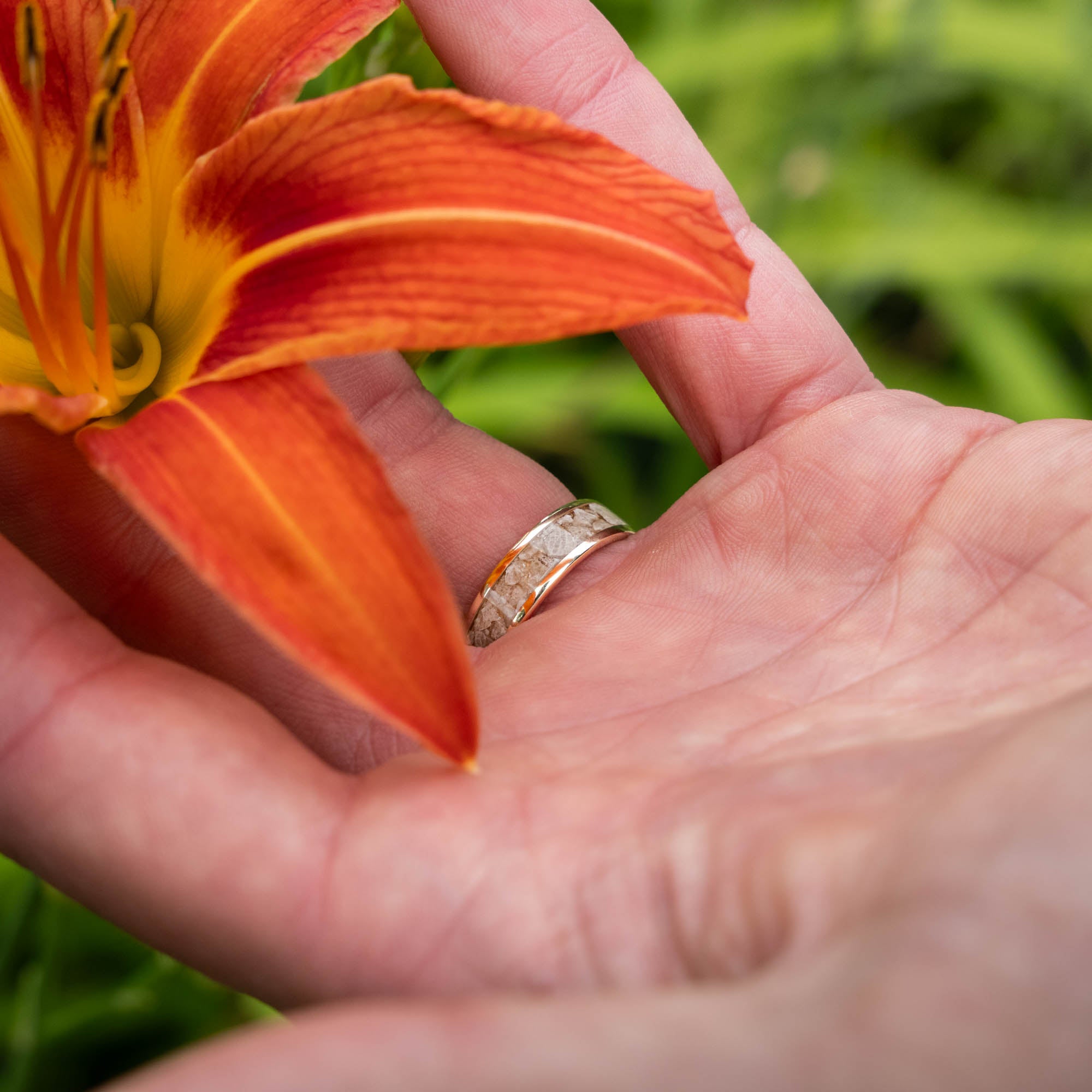 Gold Petoskey Stone Inlay Ring | Honest Hands Ring Co