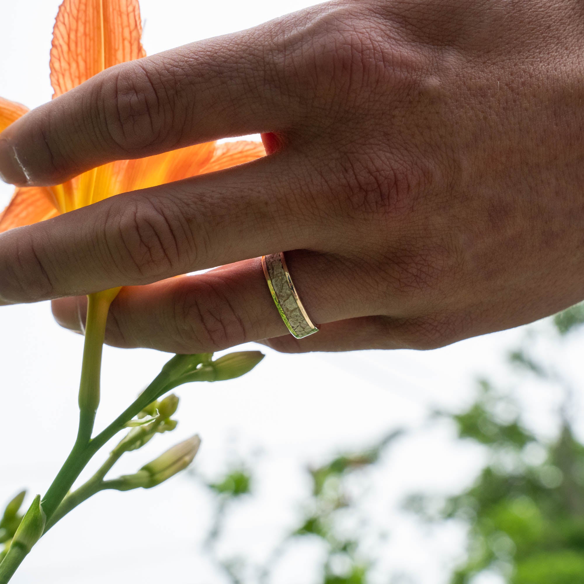 Gold Petoskey Stone Inlay Ring