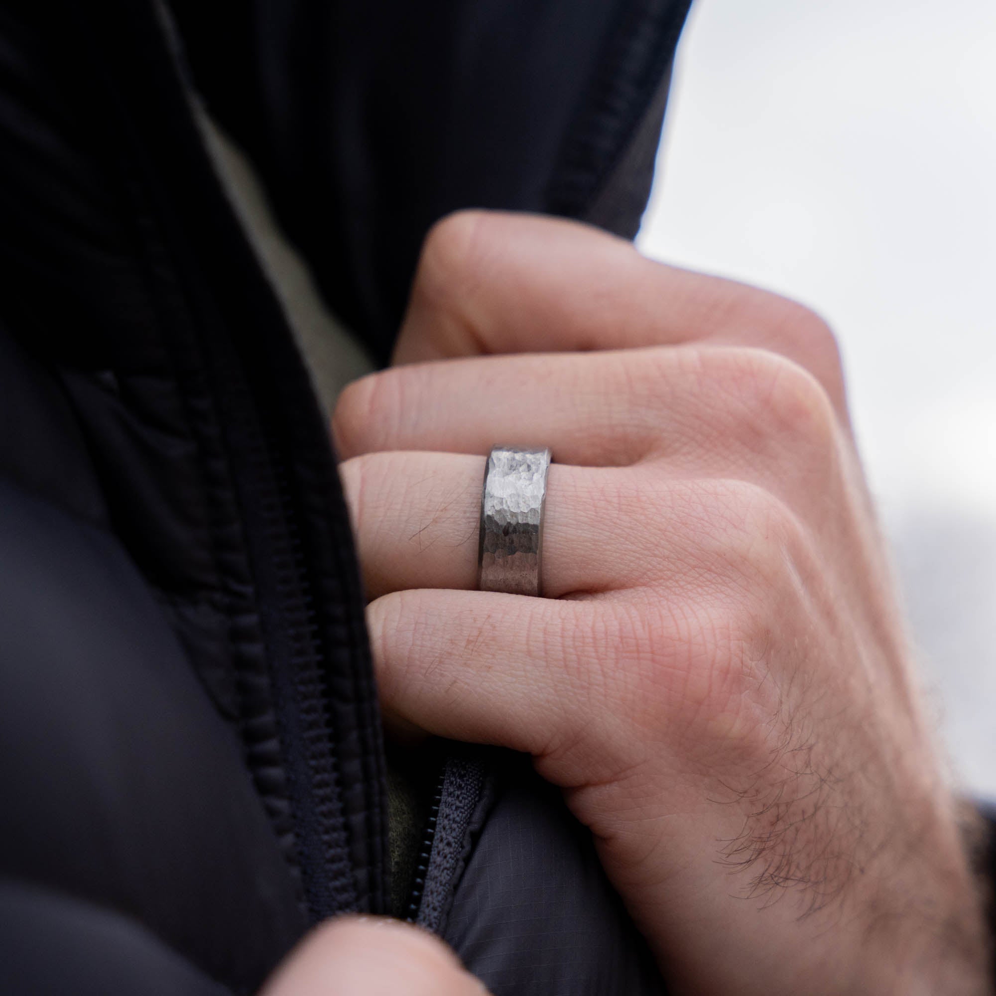 Hammered Titanium Ring