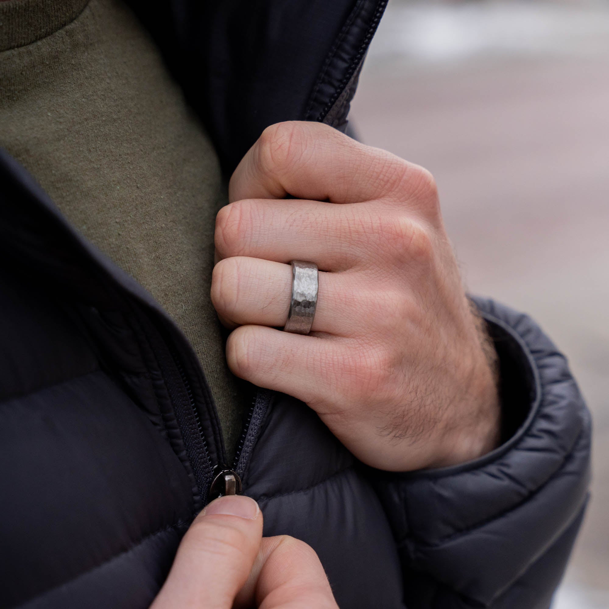 Hammered Titanium Ring