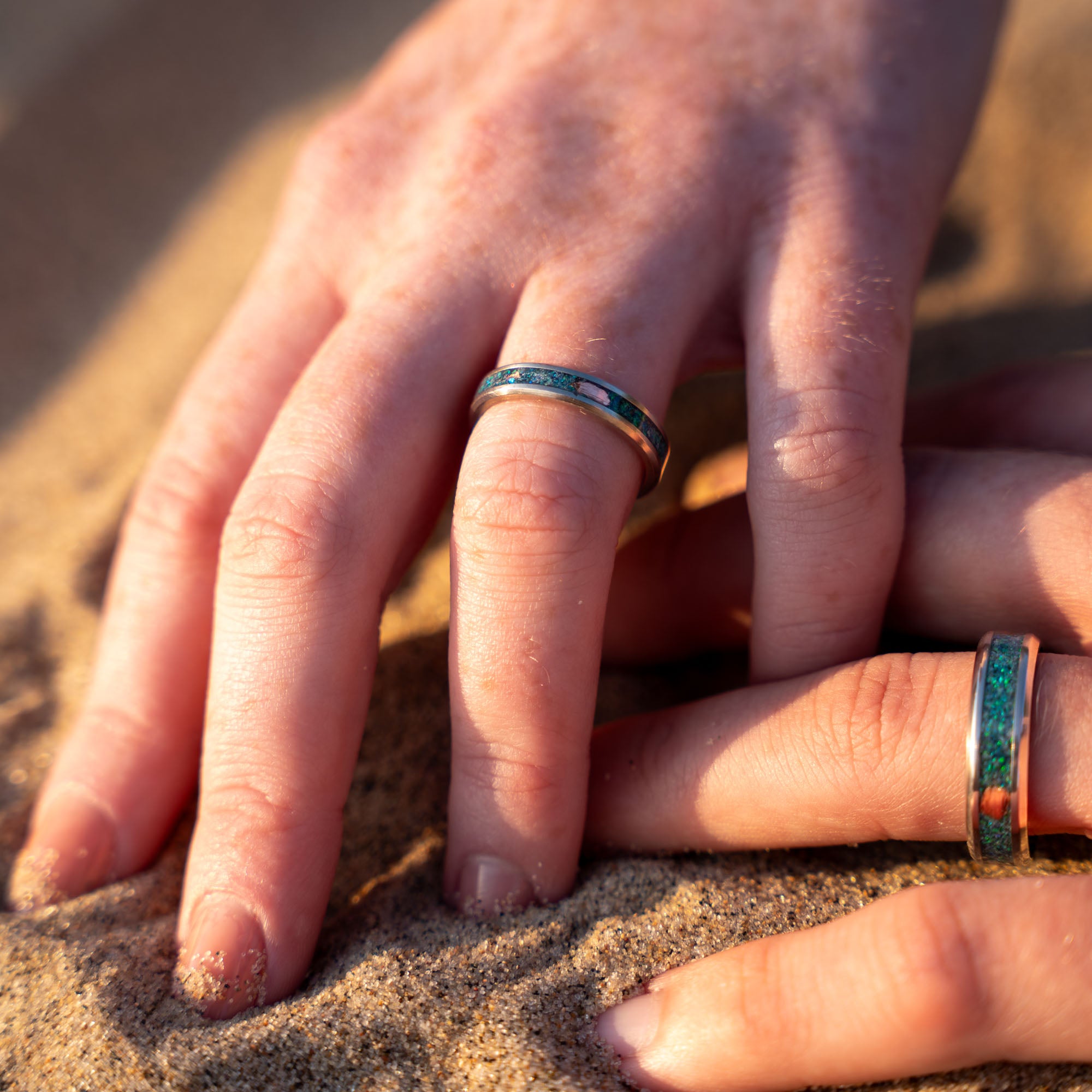 Titanium Opal & Copper Inlay Ring | Honest Hands Ring Co