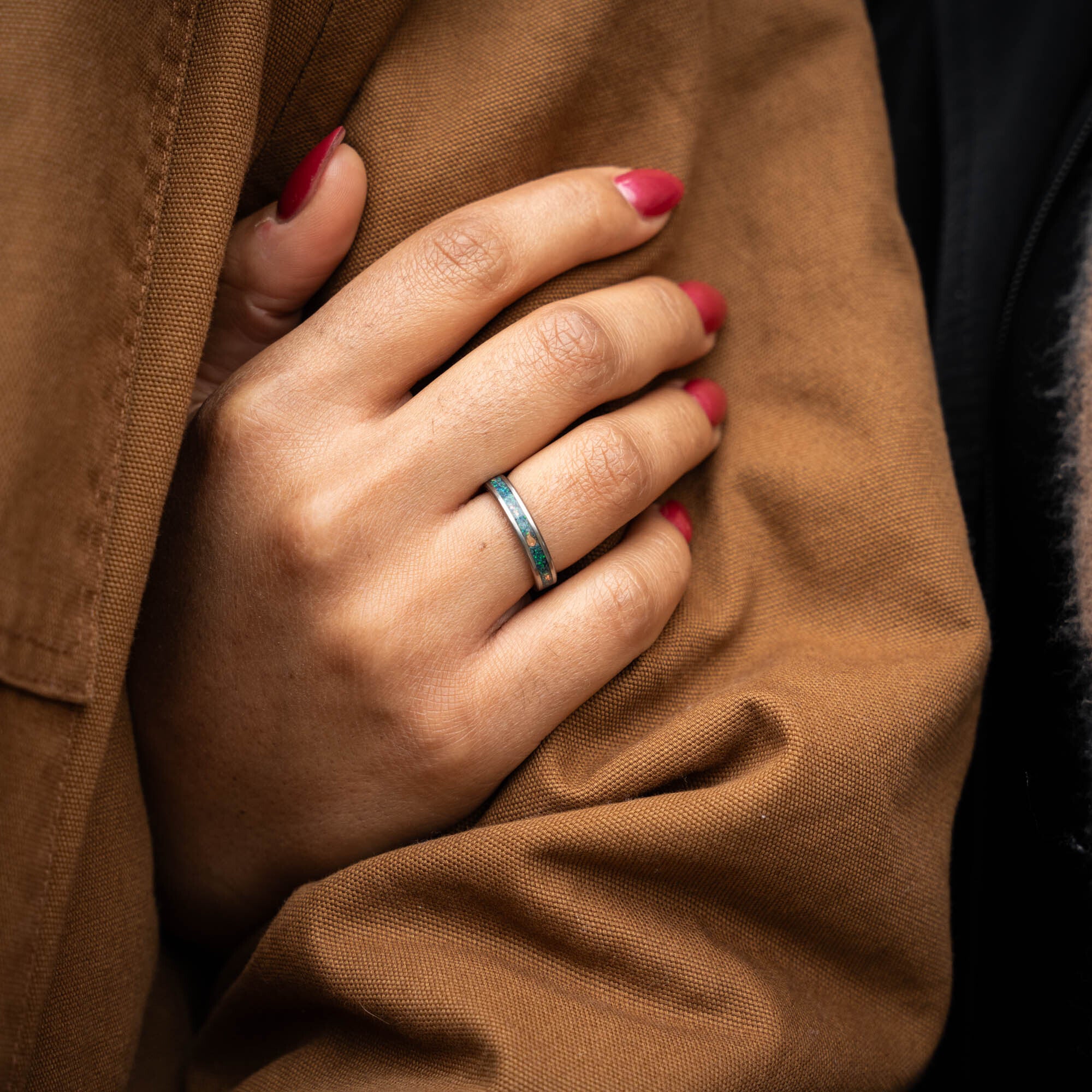 Titanium Opal & Copper Inlay Ring