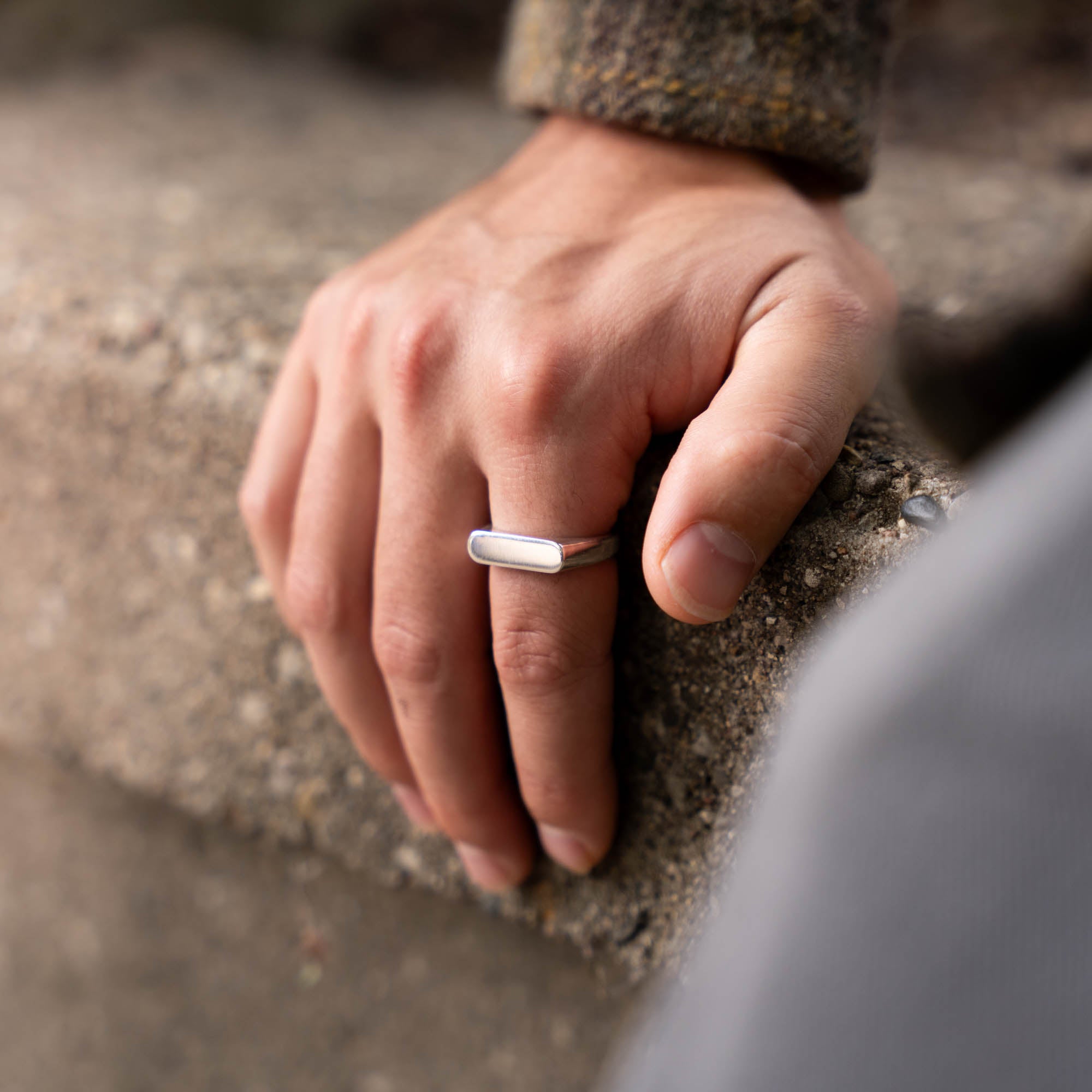 Polished Silver Rectangular Signet Ring