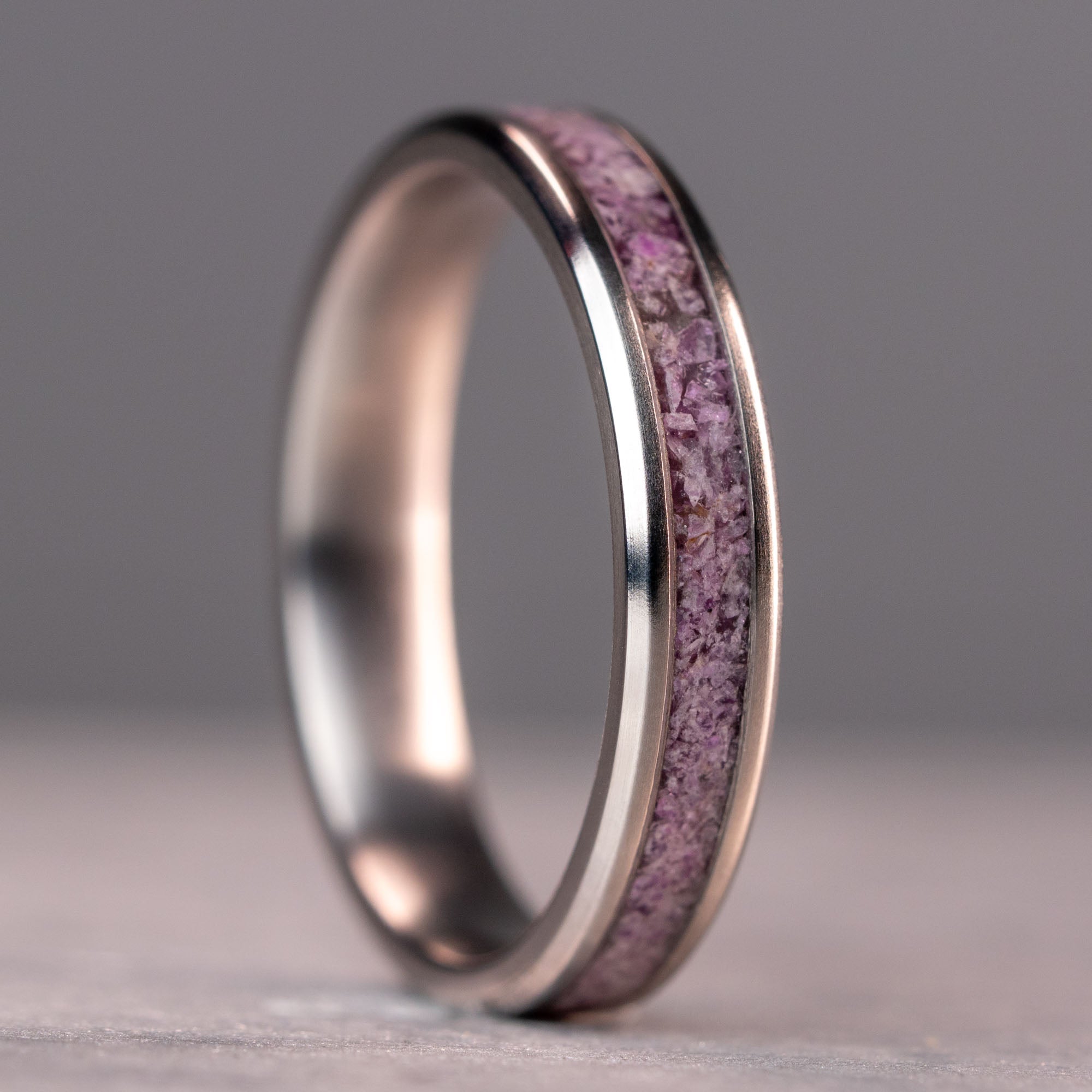 Thin Titanium Ruby Inlay Ring