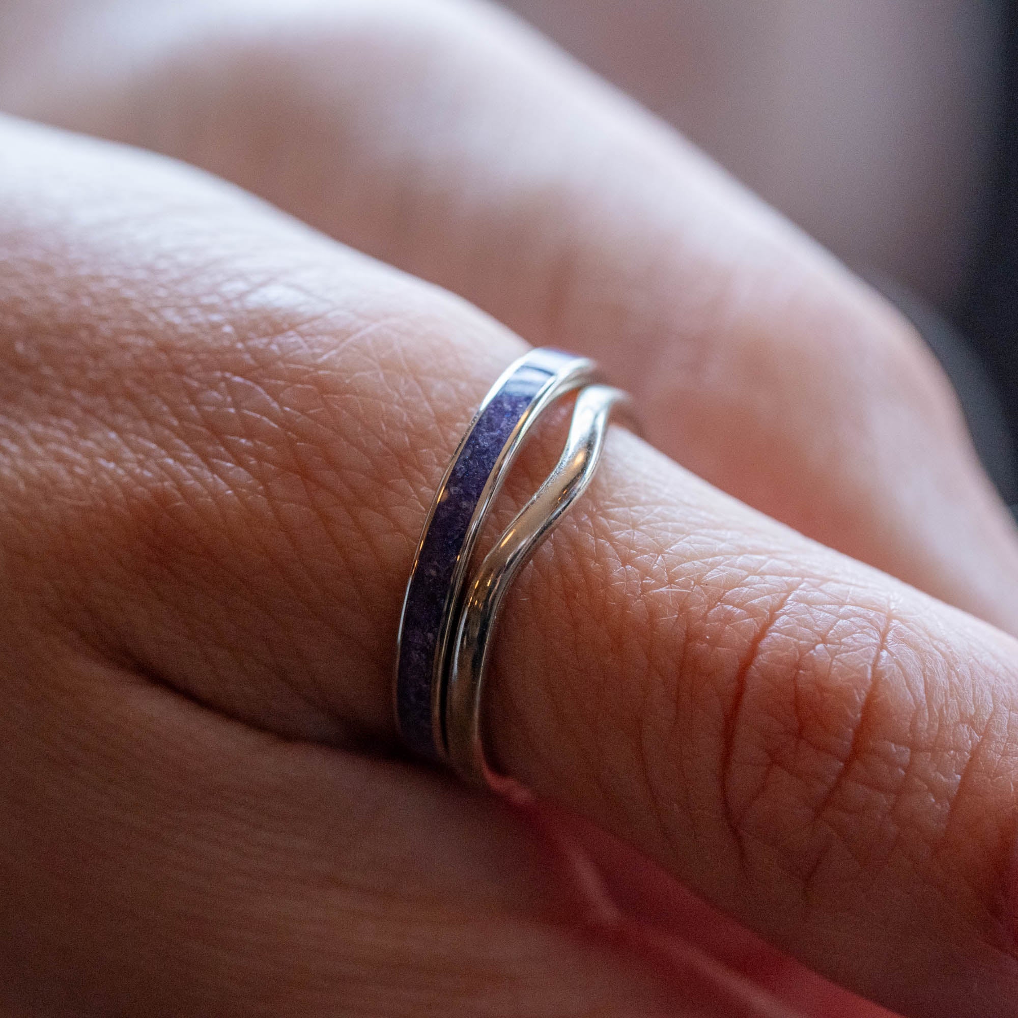 Thin Titanium Ruby Inlay Ring