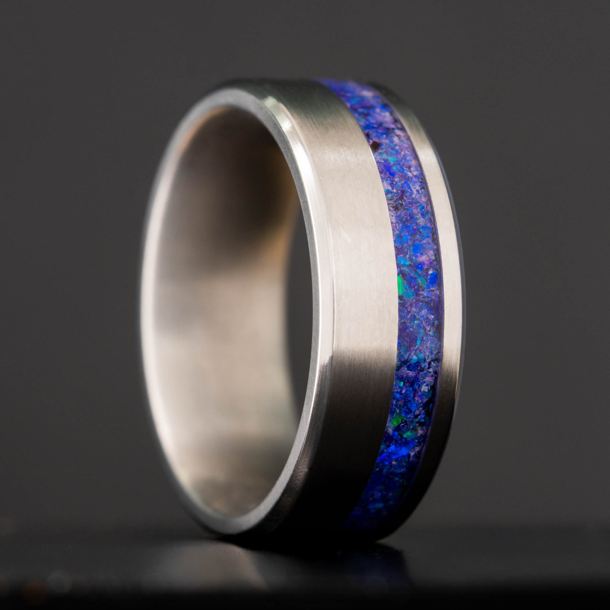 Titanium Lavender Opal Offset Ring