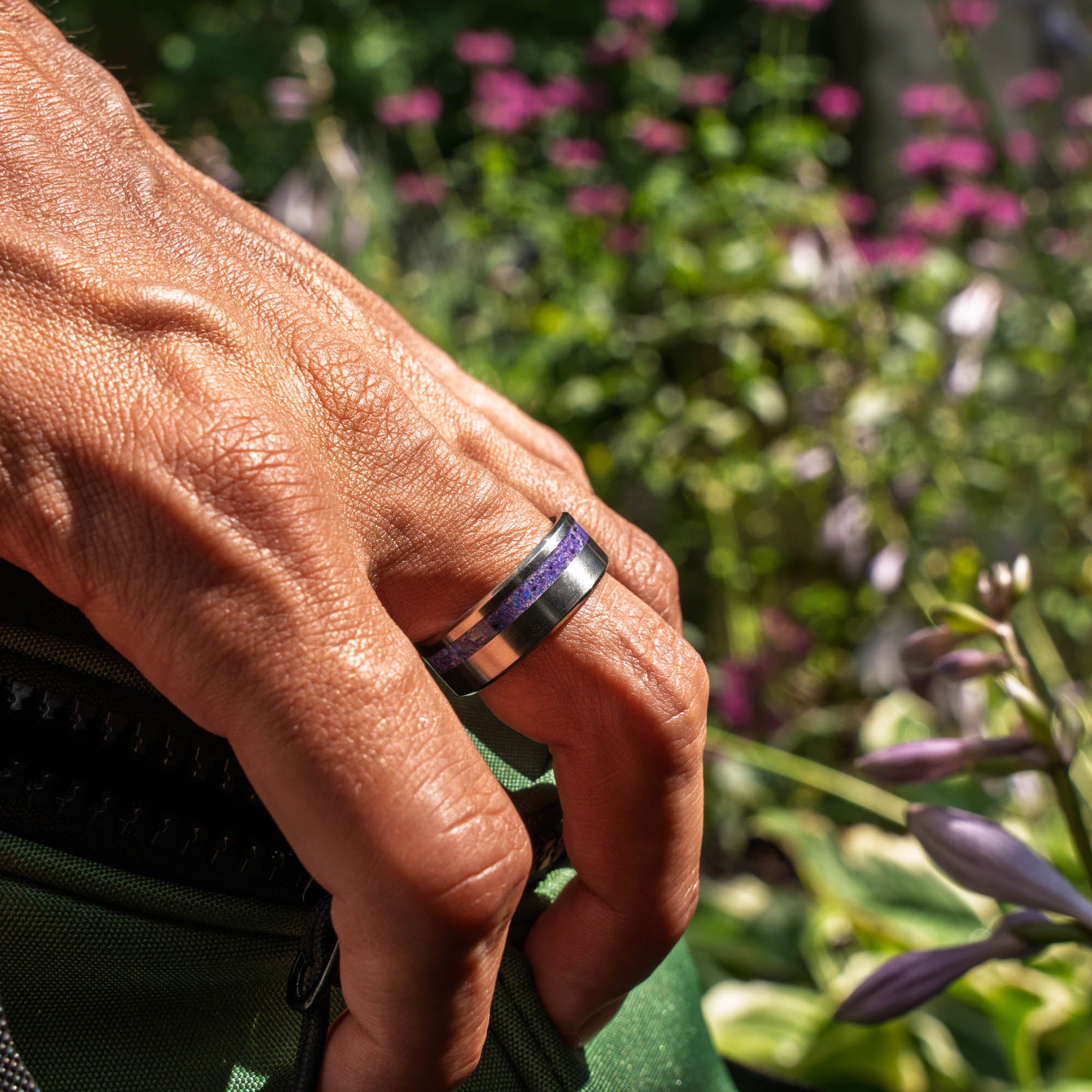 Titanium Lavender Opal Offset Ring