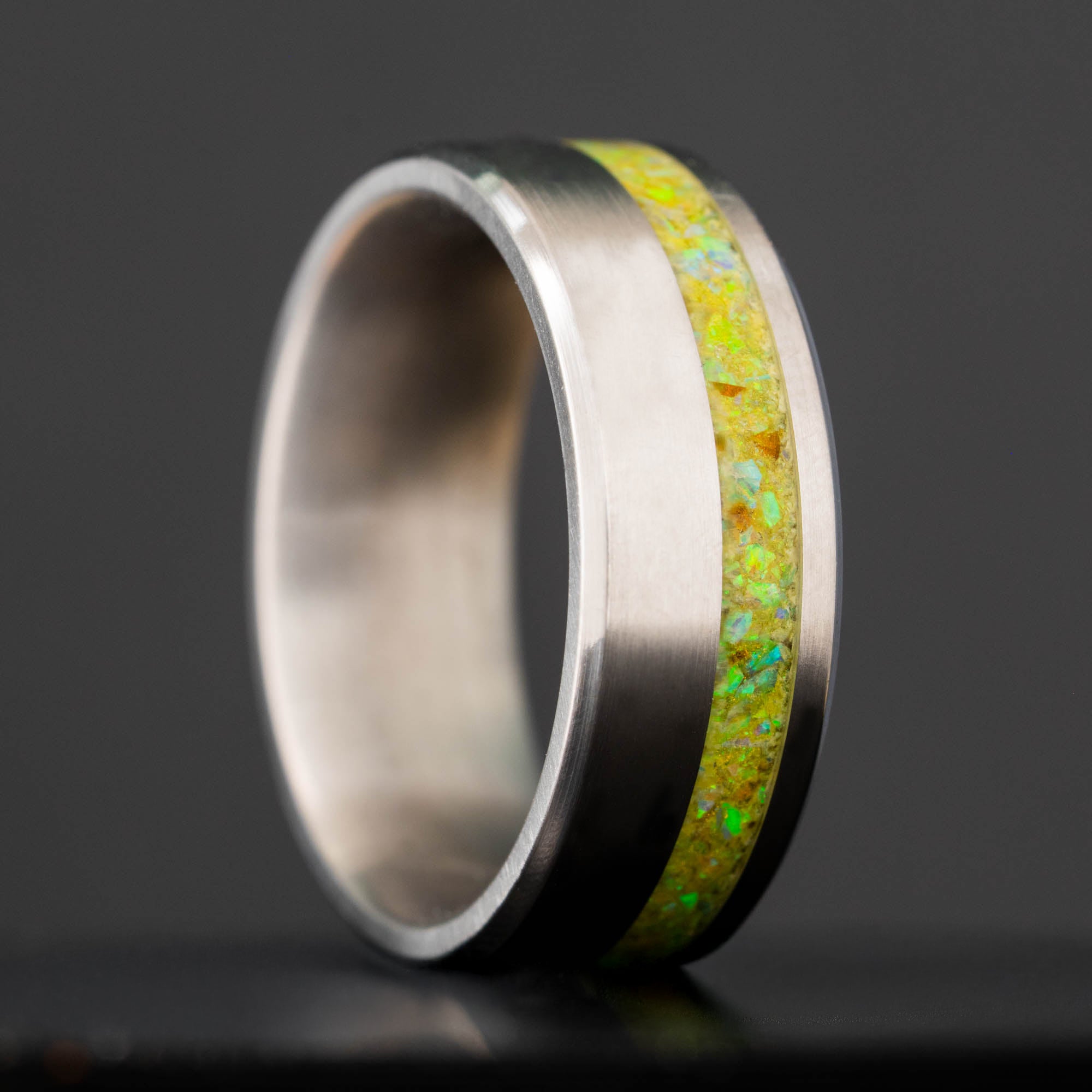 Titanium Yellow Opal Offset Ring