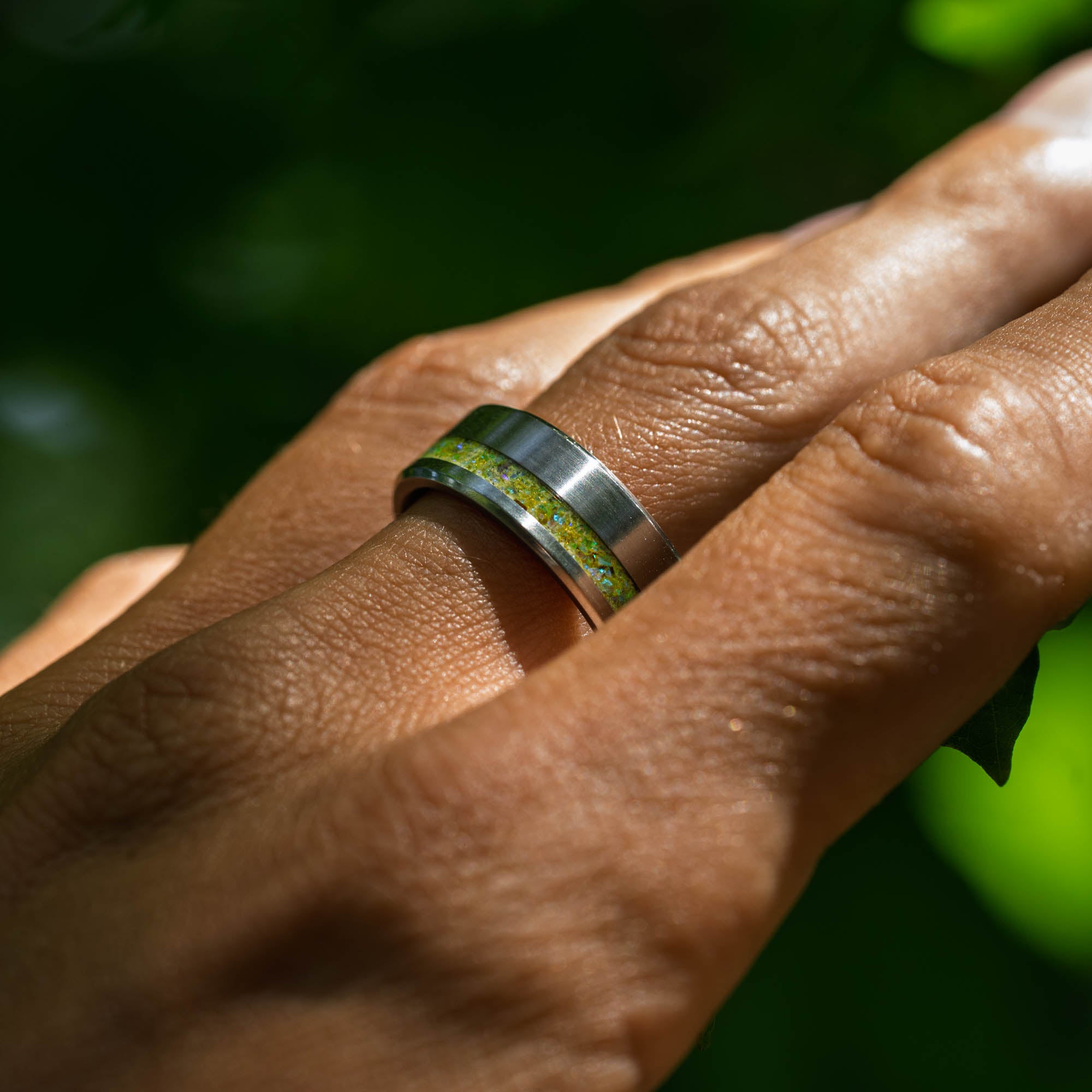 Titanium Yellow Opal Offset Ring