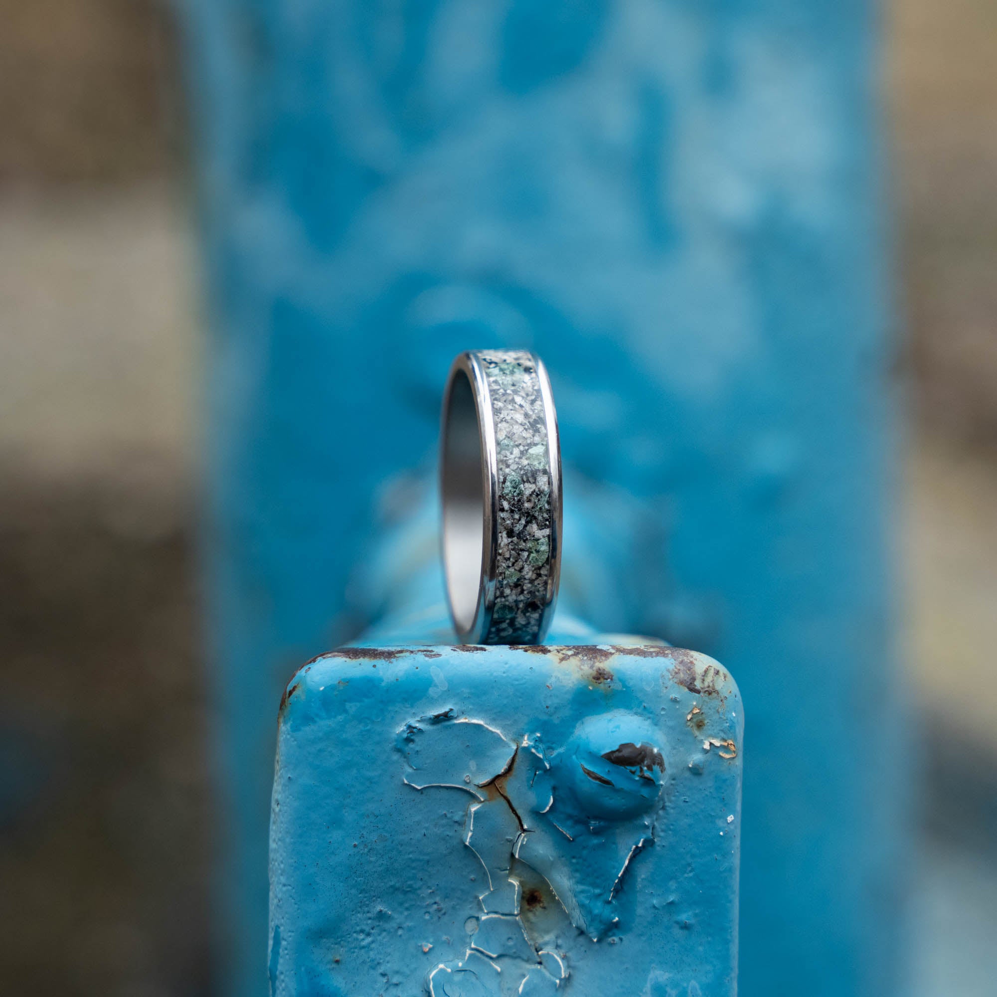 Titanium Yooper Glow & Leland Blue Stone Inlay Ring