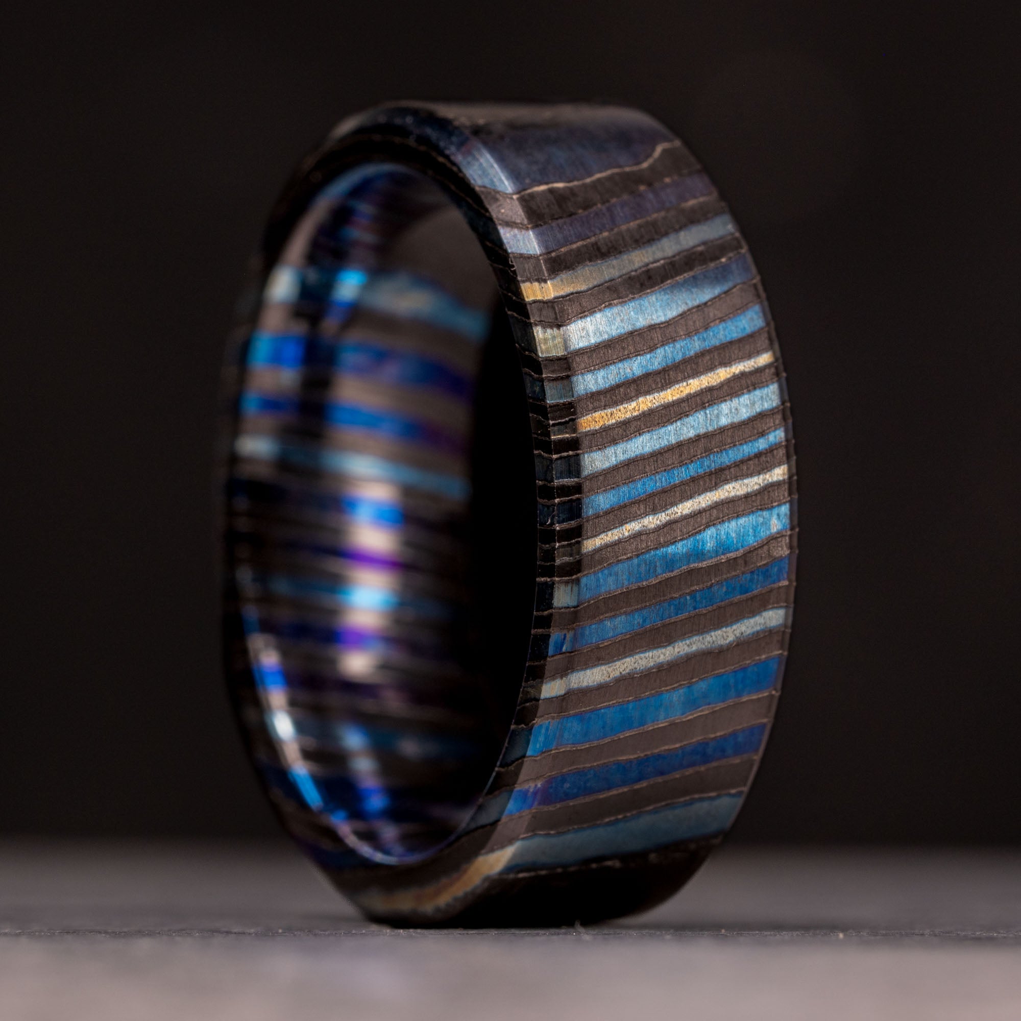 Zirconium & Titanium Damascus Ring | Honest Hands Ring Co