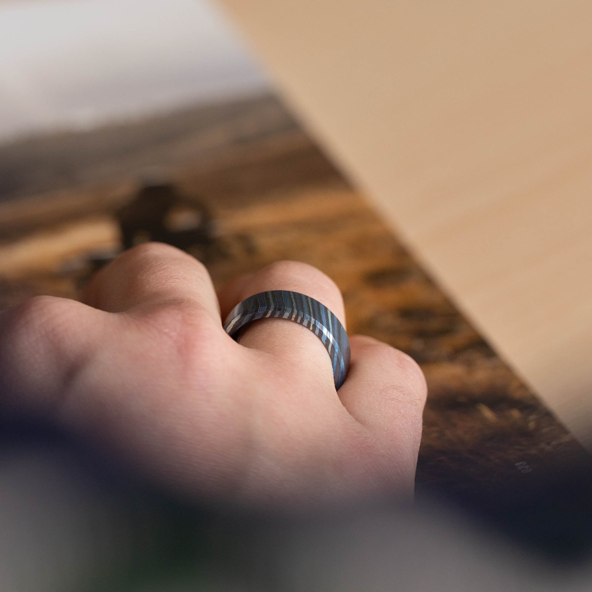 Zirconium & Titanium Damascus Ring