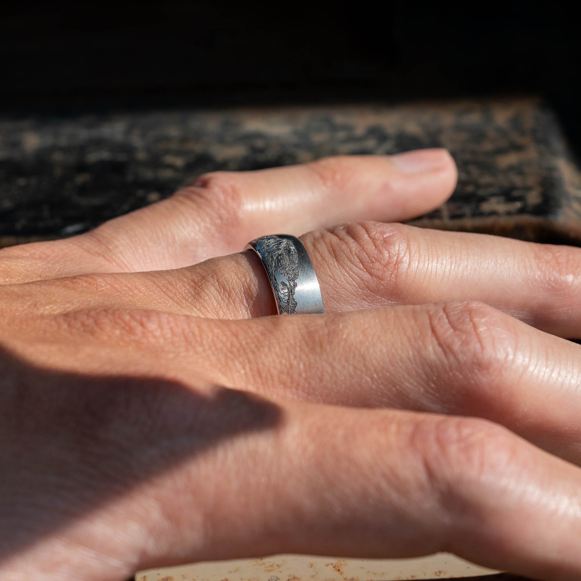 Domed Tungsten Engraved Colorado 14er Ring