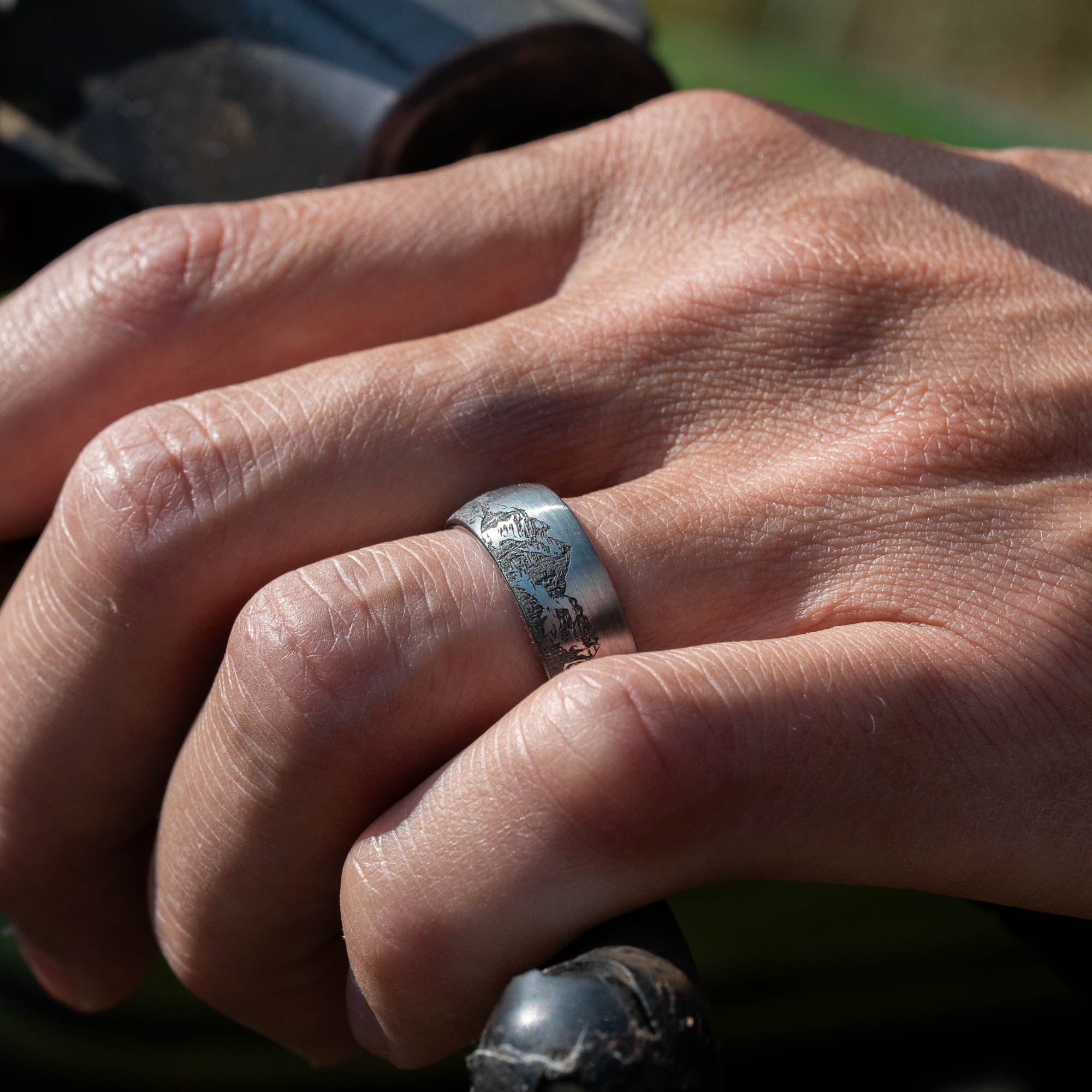 Domed Tungsten Engraved Colorado 14er Ring
