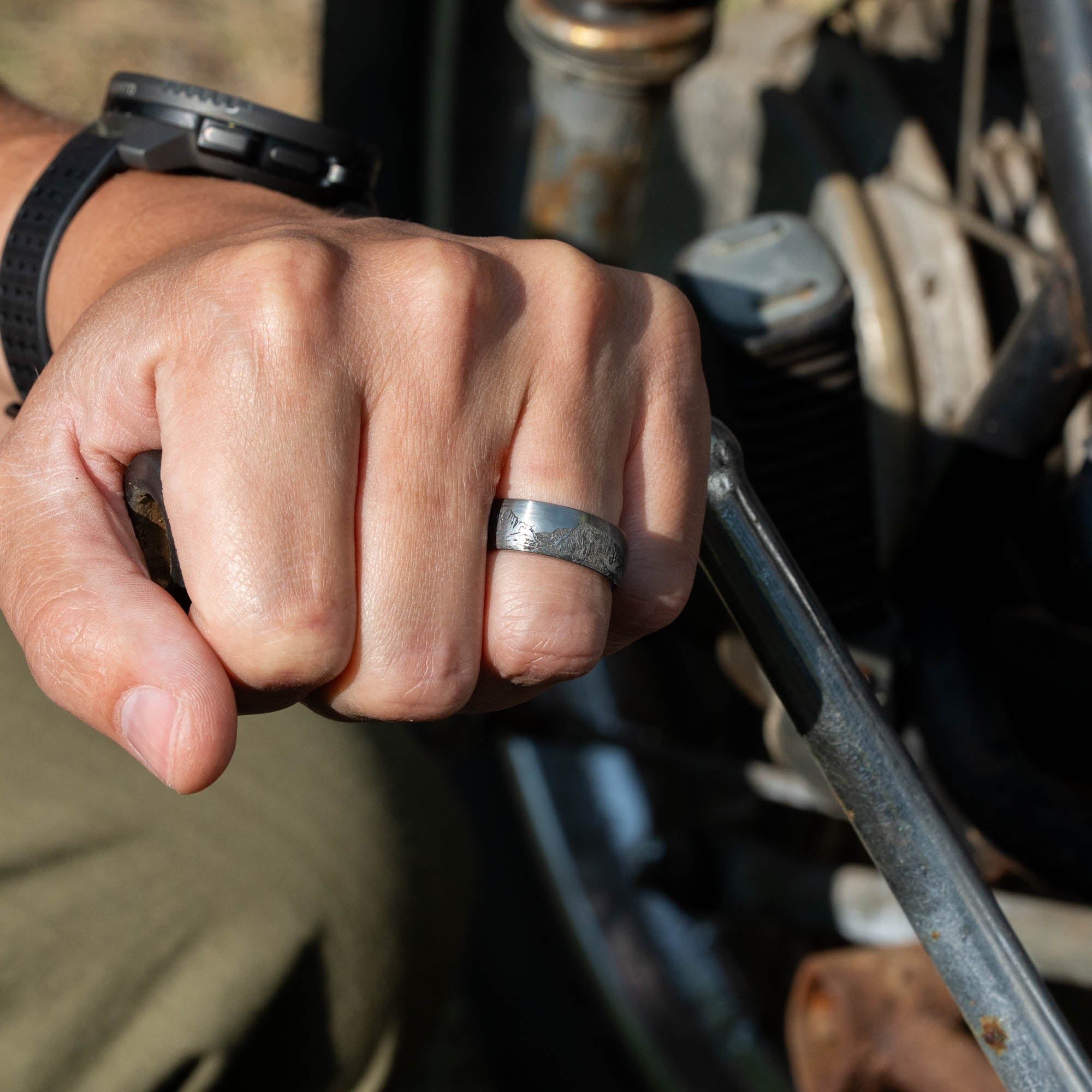 Domed Tungsten Engraved Colorado 14er Ring