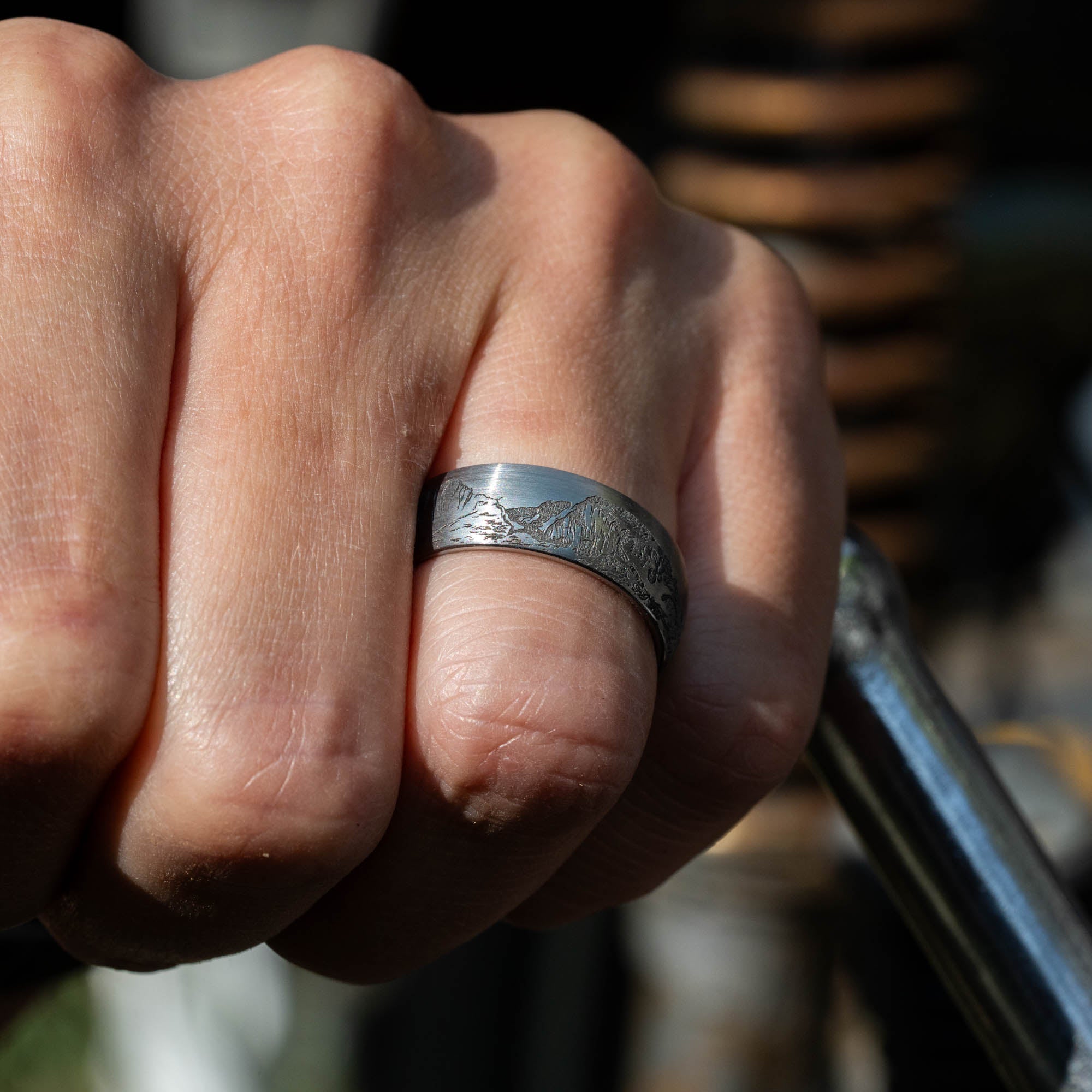 Domed Tungsten Engraved Colorado 14er Ring