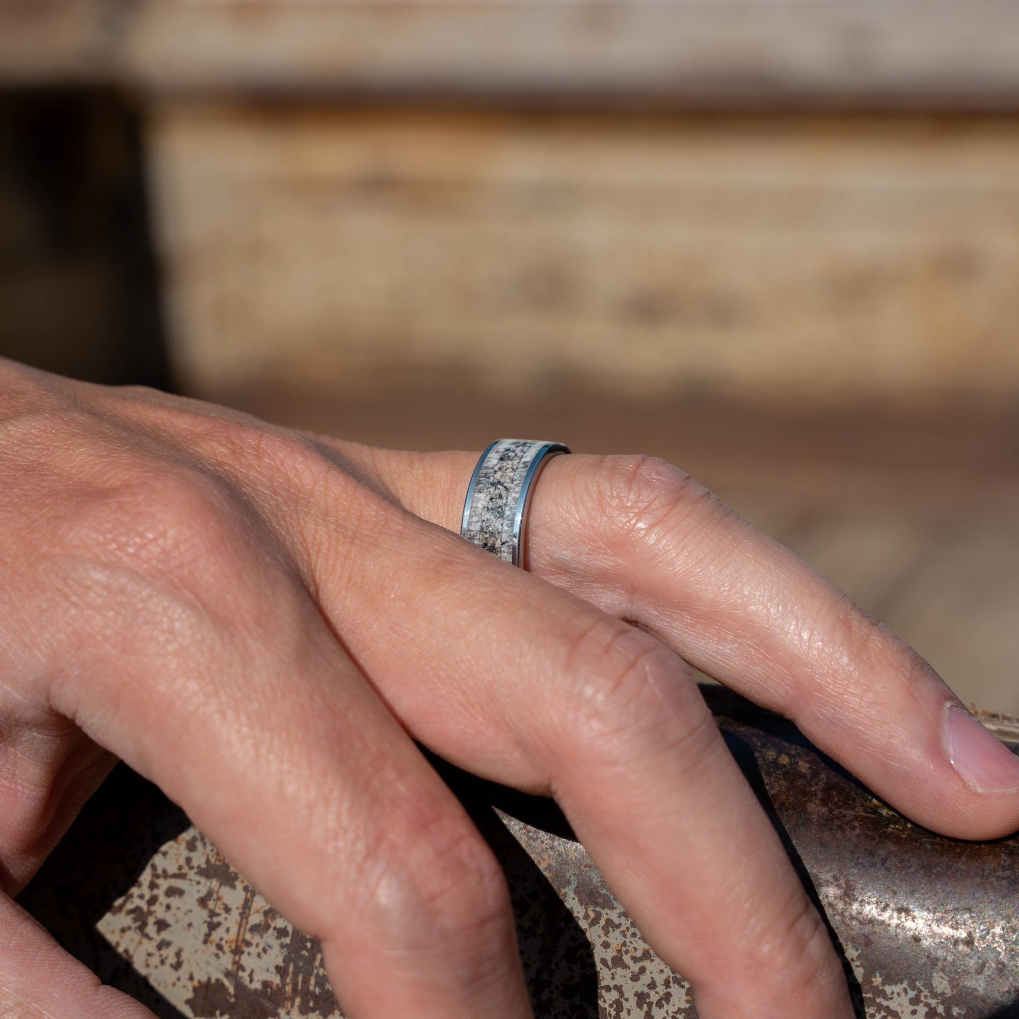 Tungsten Elk Antler & Yooper Glow Inlay Ring