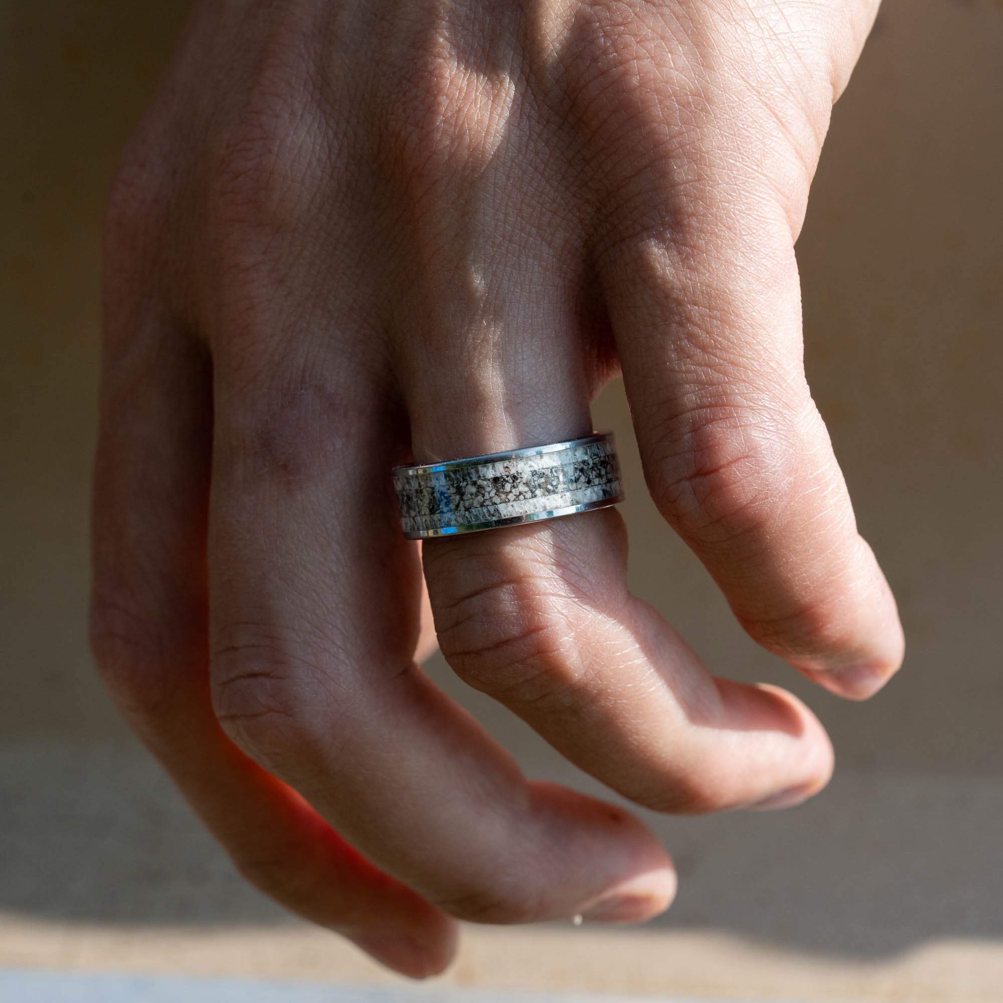 Tungsten Elk Antler & Yooper Glow Inlay Ring