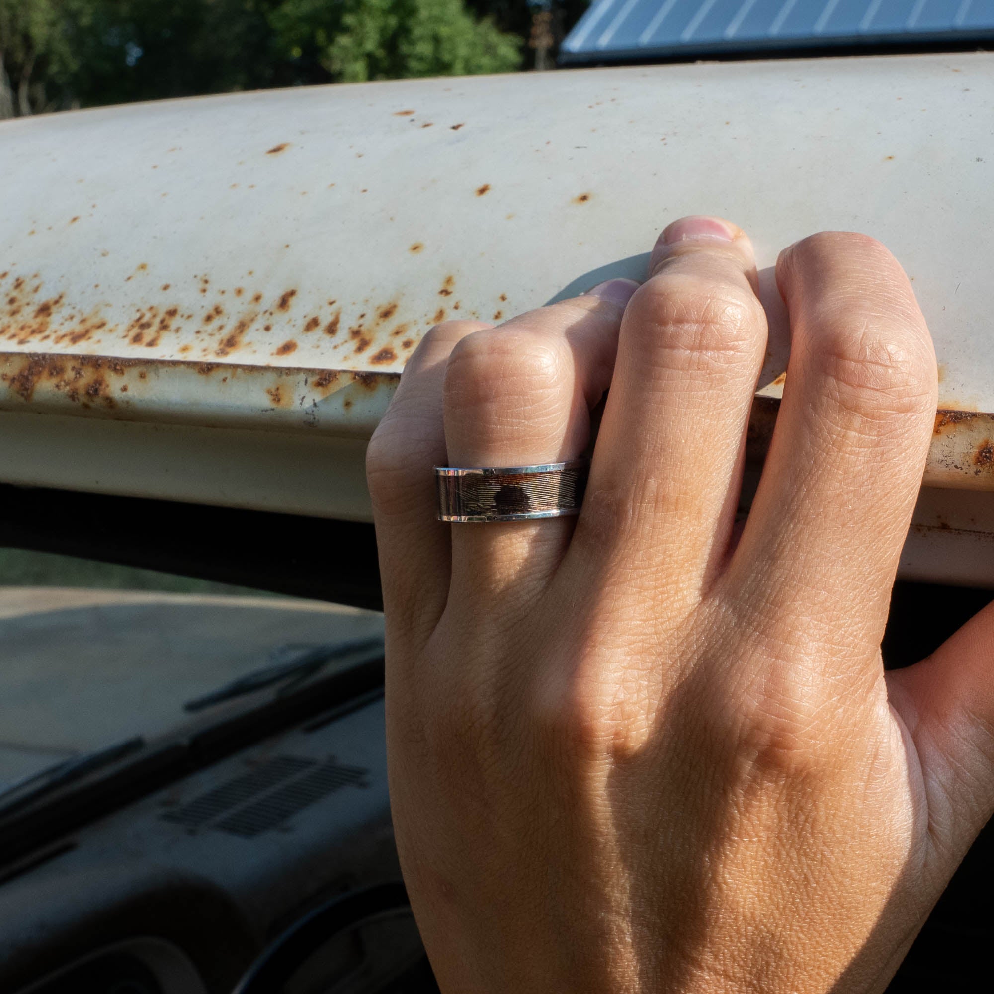 Tungsten Pheasant Feather Inlay Ring