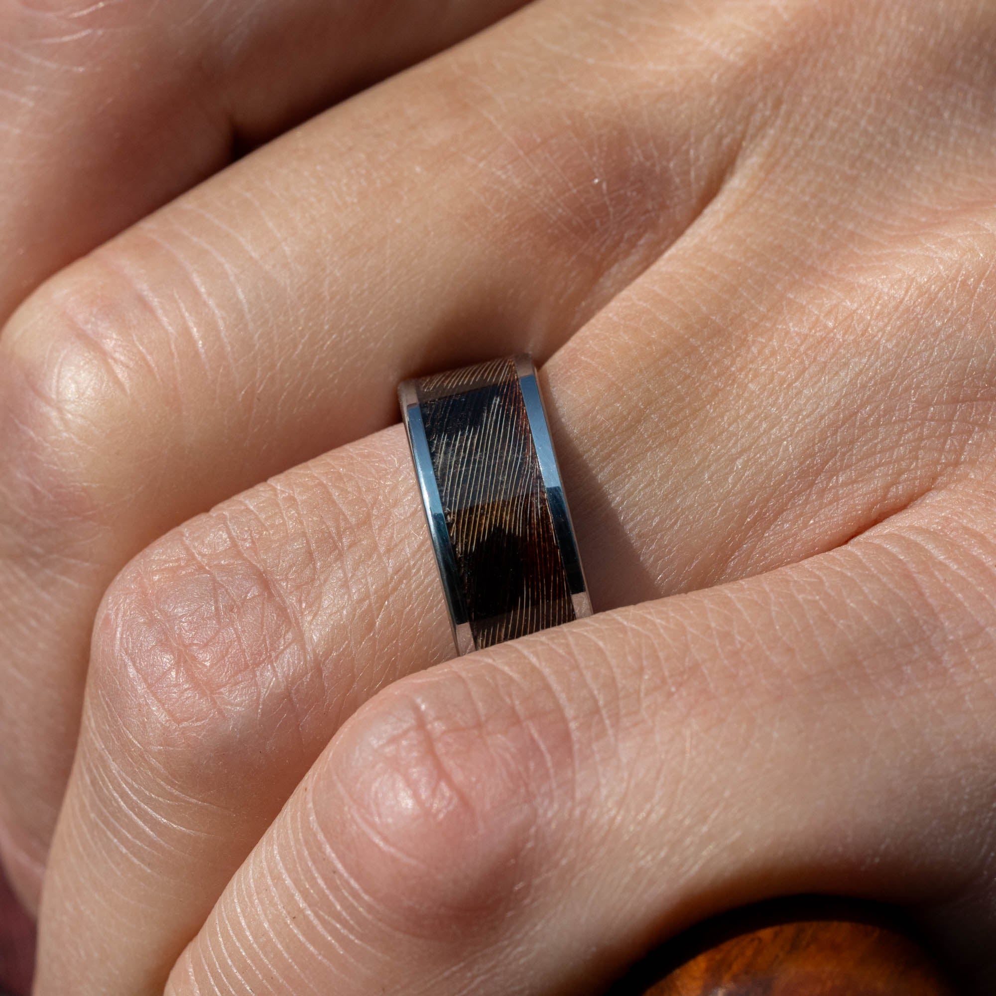 Tungsten Pheasant Feather Inlay Ring